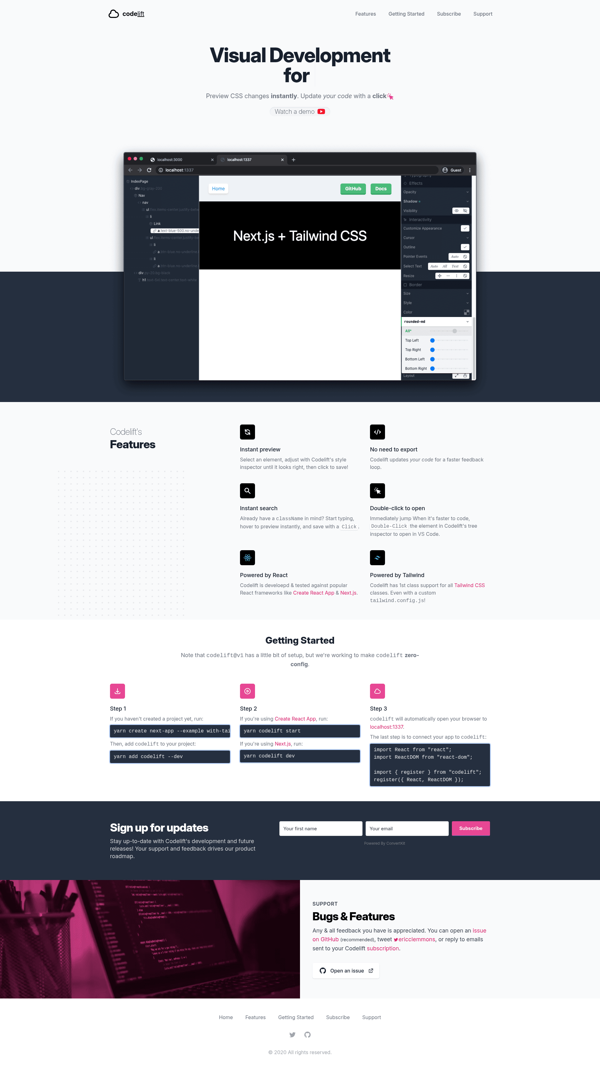 screenshot of Codelift on template0.com