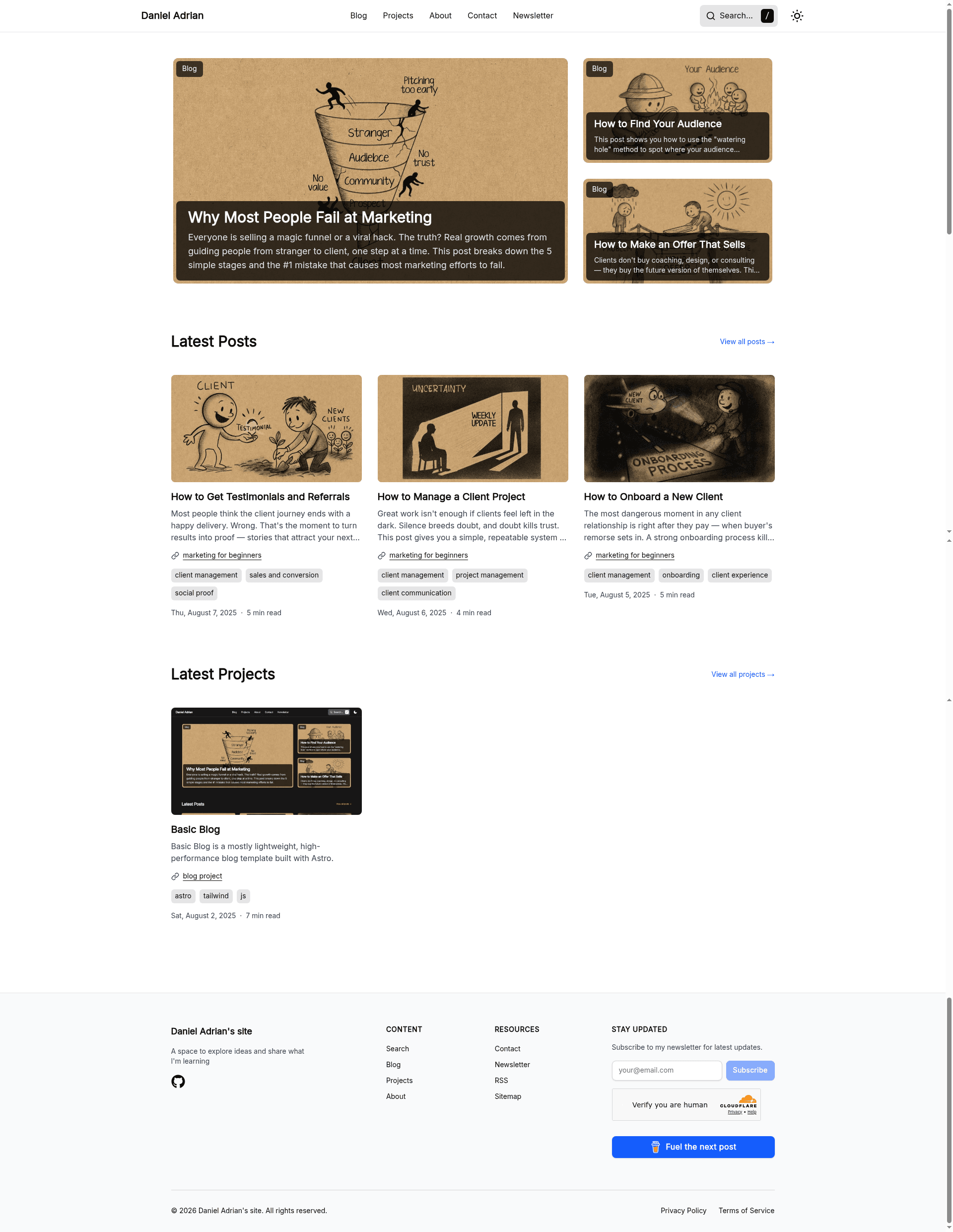 screenshot of Basic Blog on template0.com