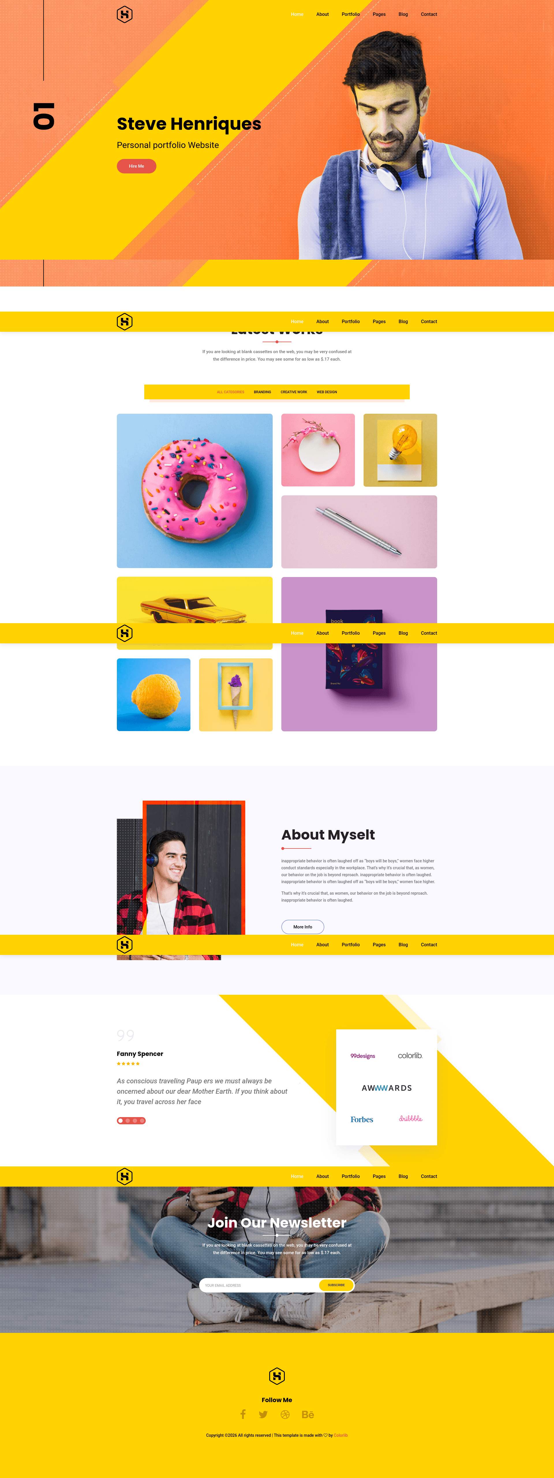 screenshot of Steve - Free HTML5 Portfolio Website Template on template0.com