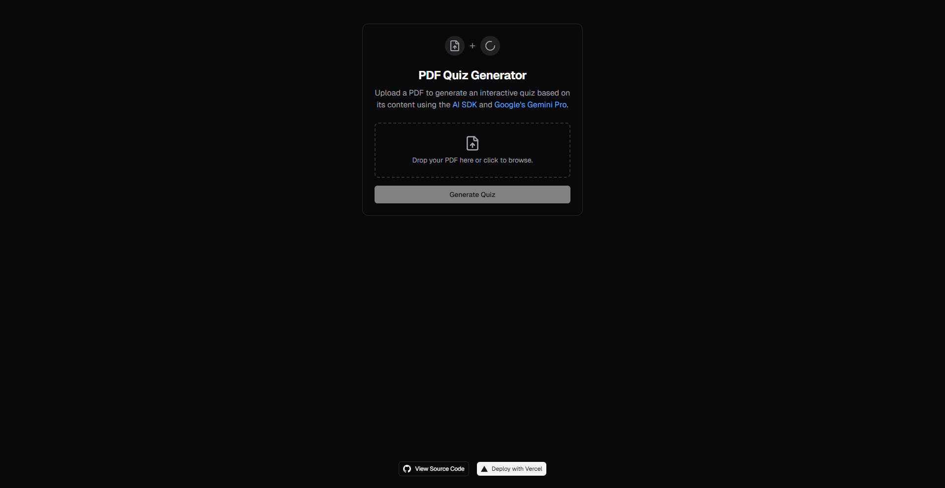 PDF to Quiz Generator preview