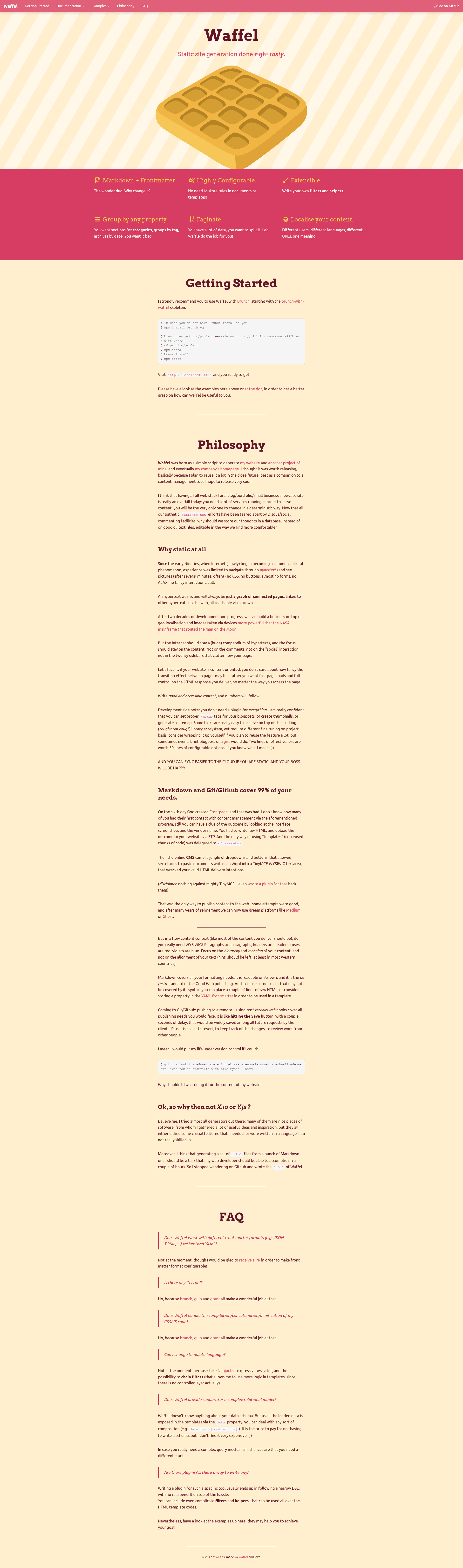 screenshot of Waffel on template0.com