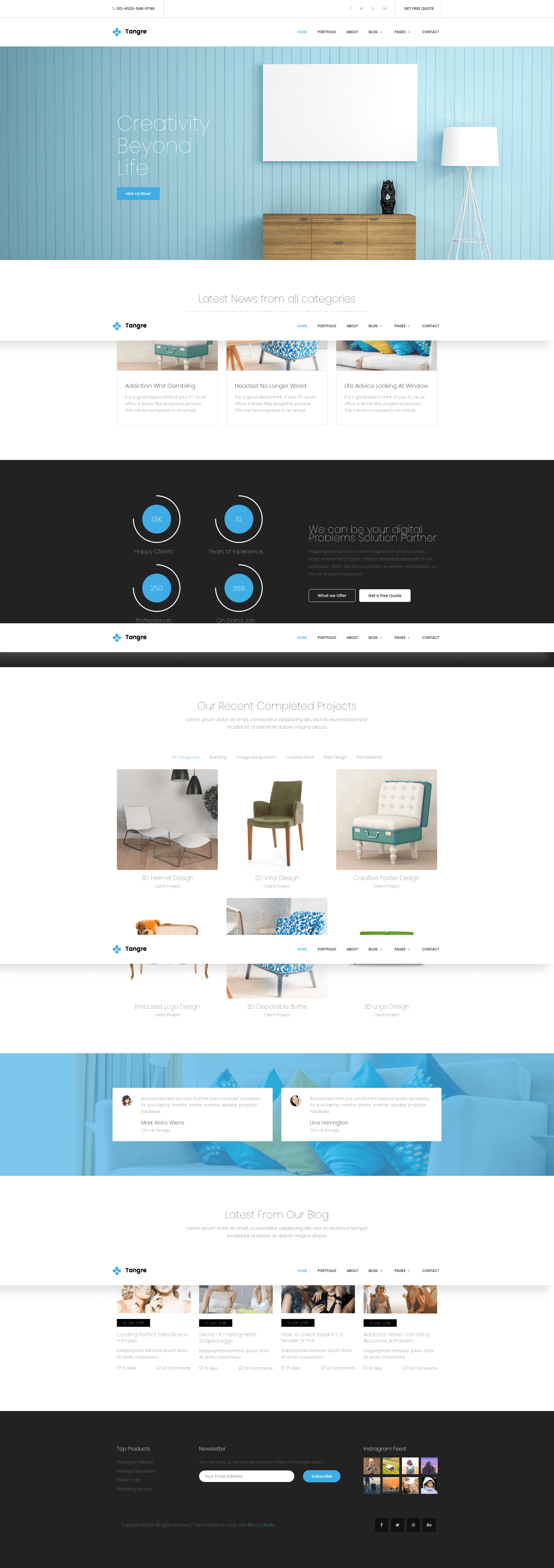 screenshot of Tangre – Free Bootstrap creative business agency website template on template0.com