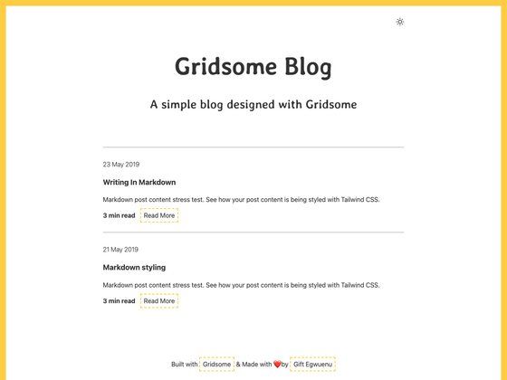 Image for Gridsome Minimal Blog on template0.com