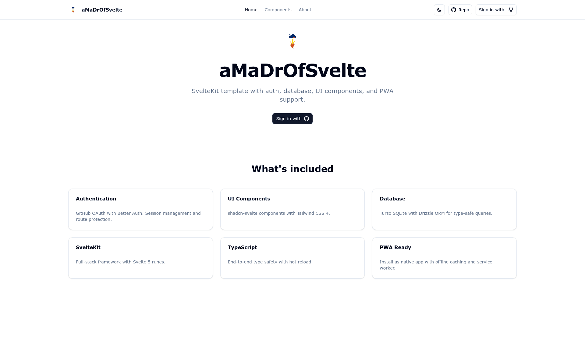 screenshot of aMaDrOfSvelte on template0.com