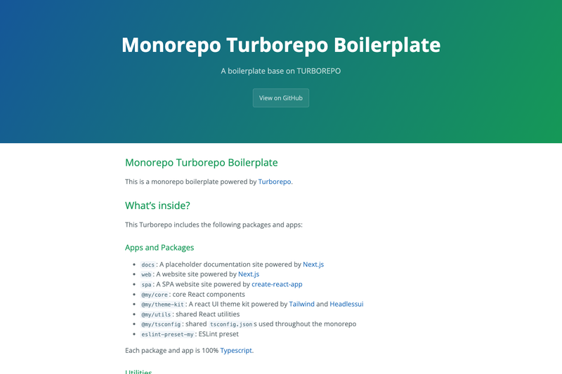 Image for Turborepo Boilerplate on template0.com Image for Turborepo Boilerplate on template0.com