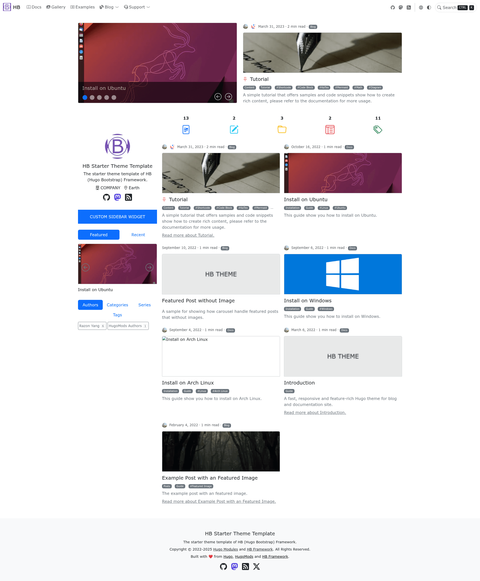 screenshot of HB Theme Template on template0.com