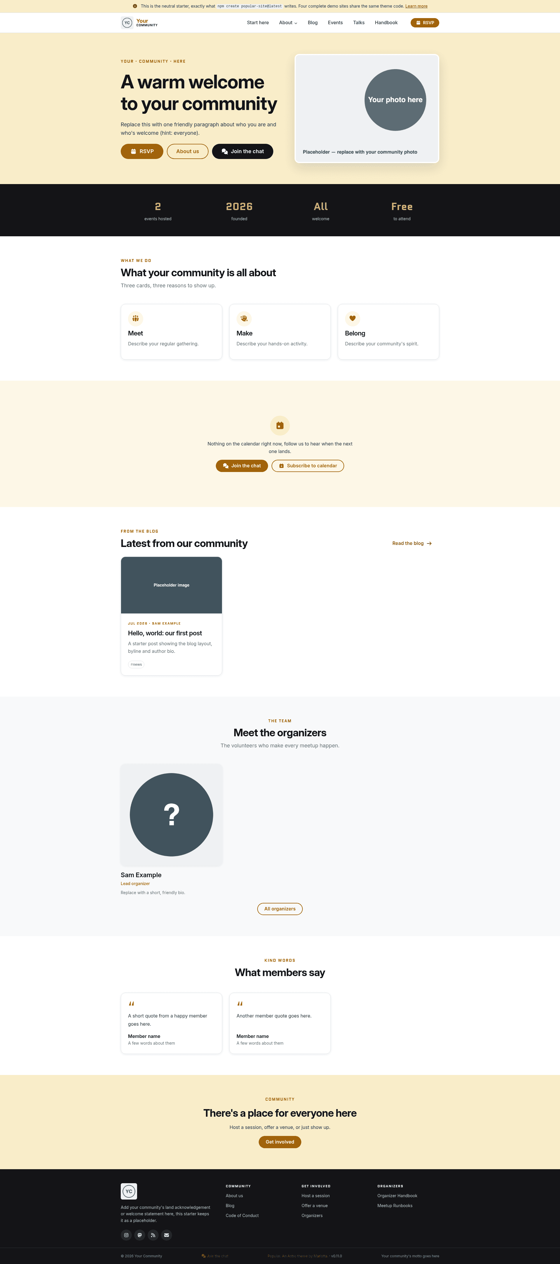 screenshot of Popular on template0.com