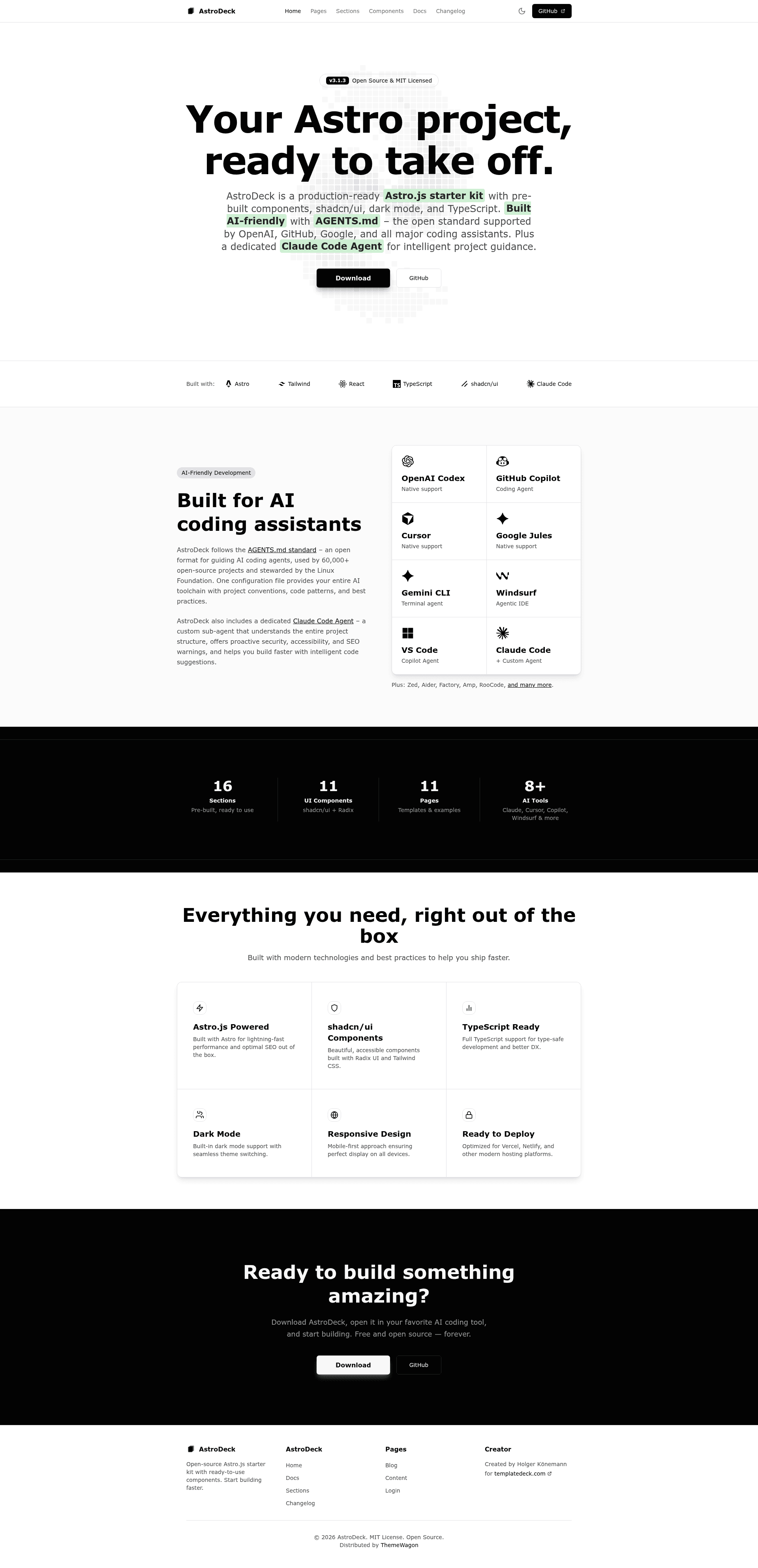 screenshot of AstroDeck on template0.com