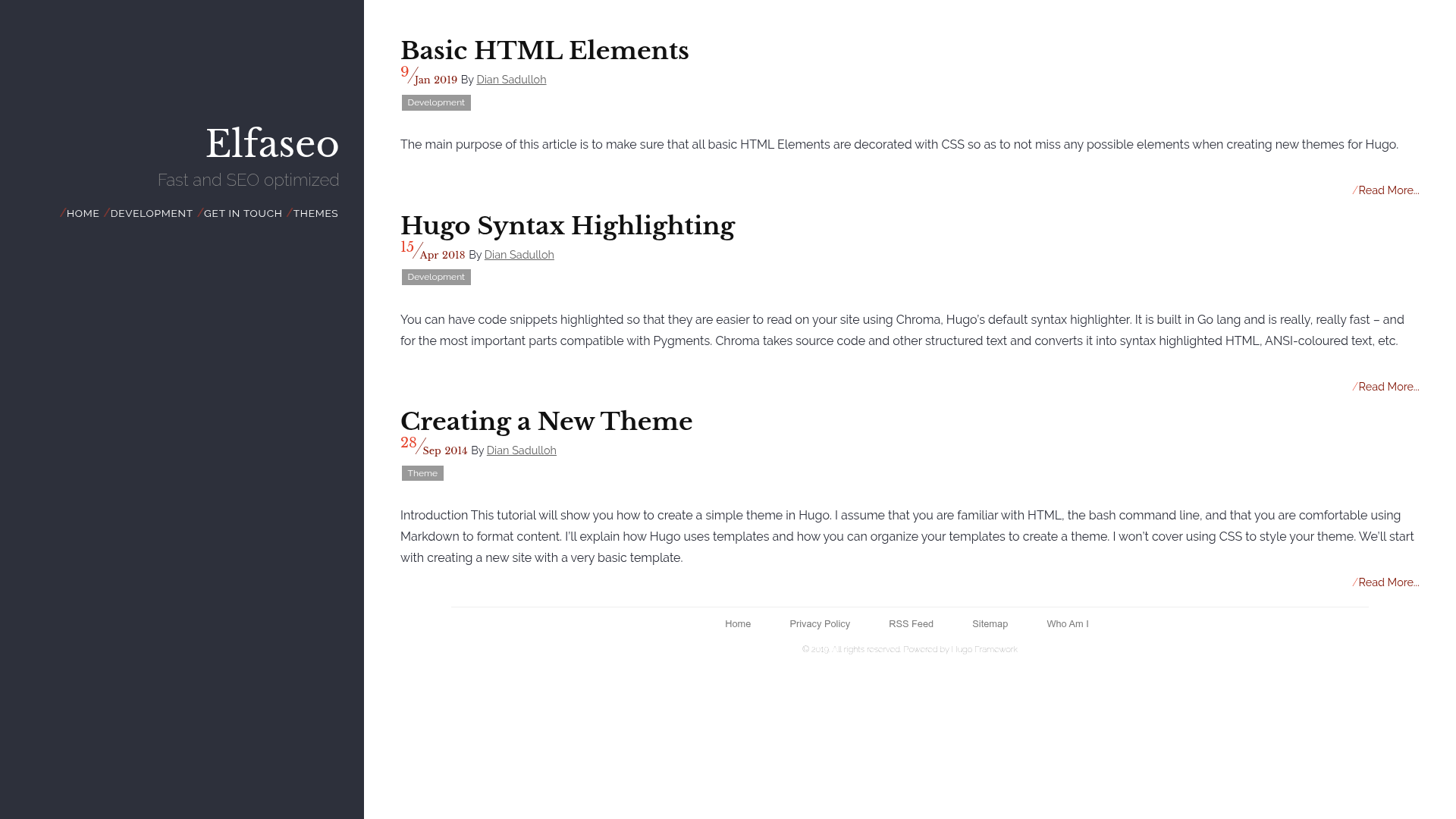 screenshot of Elfaseo on template0.com