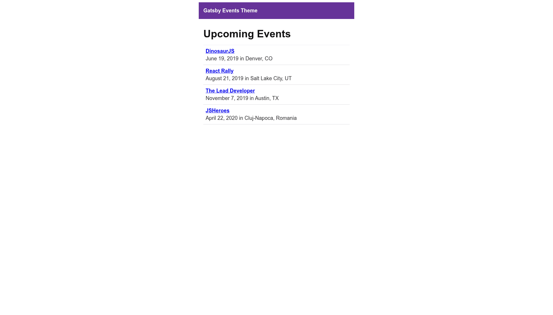 screenshot of gatsby-theme-events-typescript on template0.com
