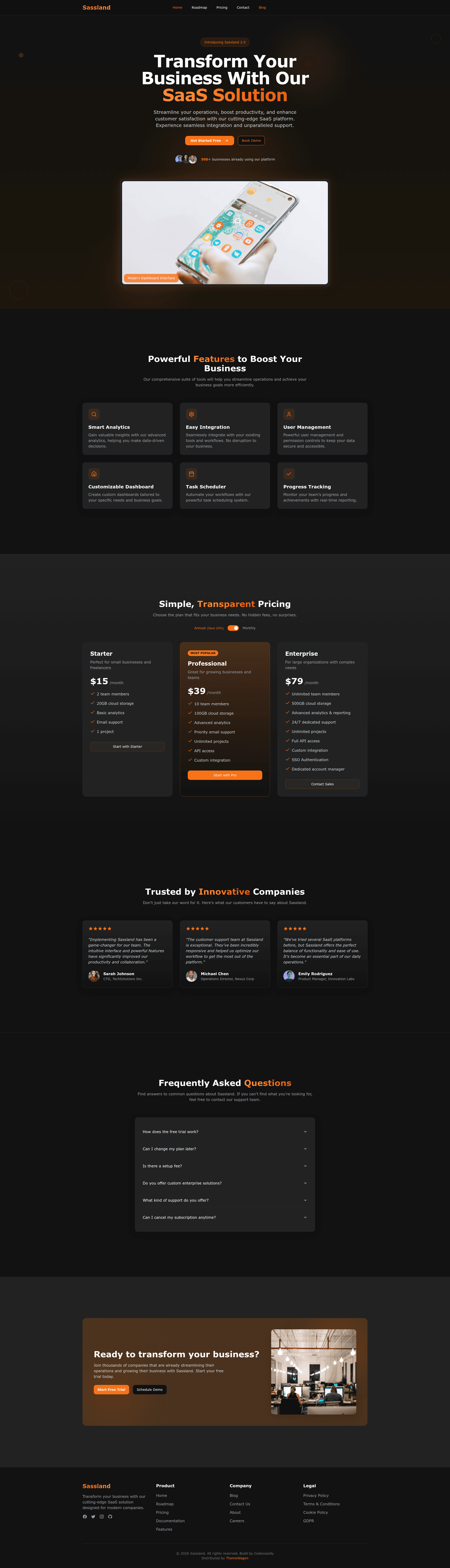 screenshot of Sassland on template0.com
