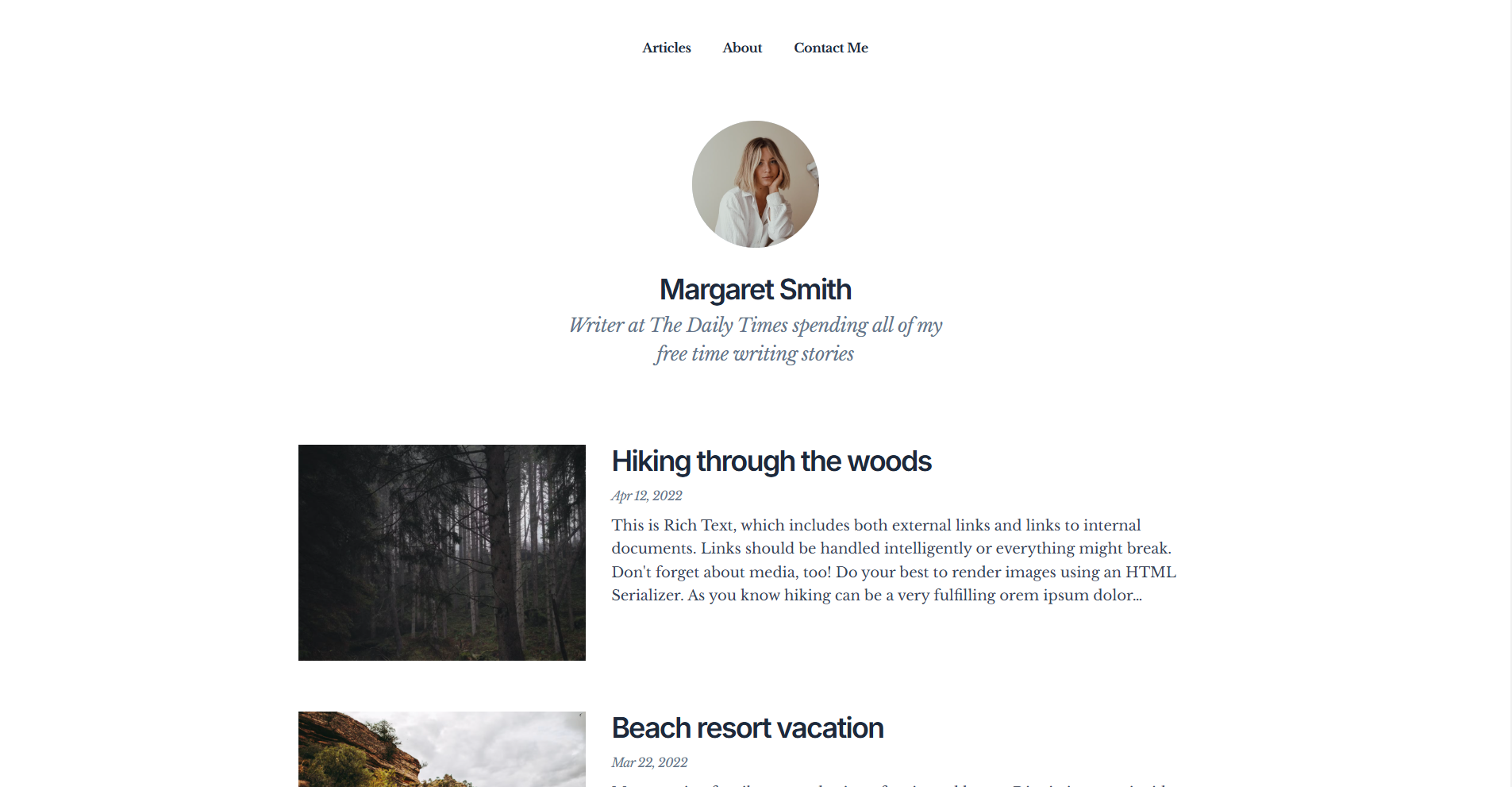 Prismic Blog Starter preview