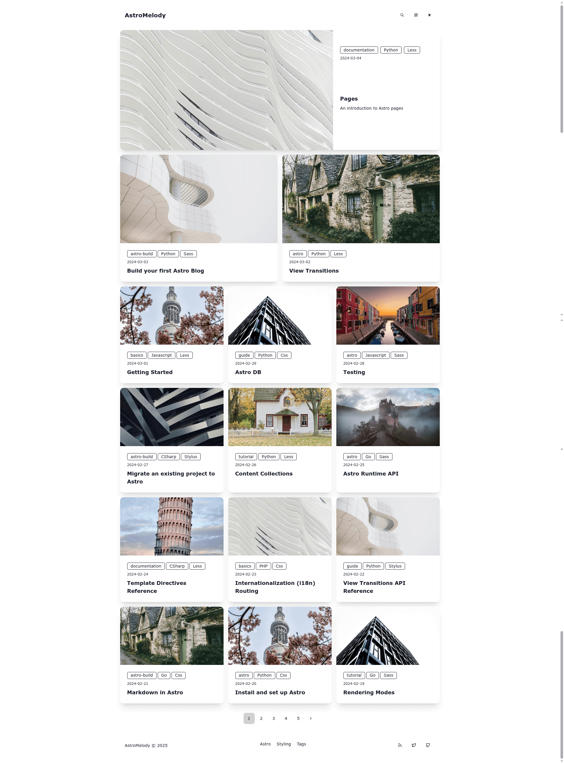 screenshot of Astro Starter Kit: Blog on template0.com