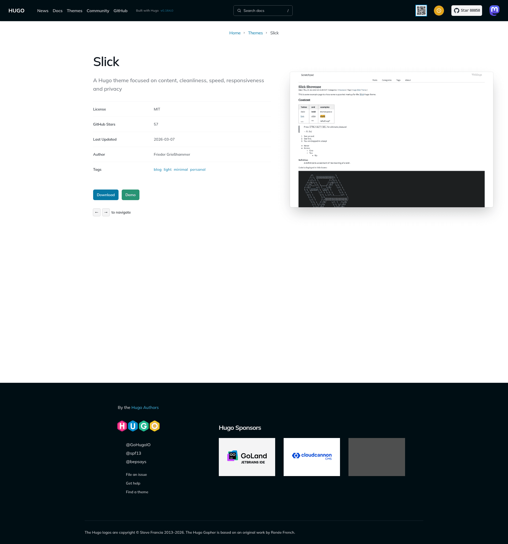 screenshot of Slick on template0.com