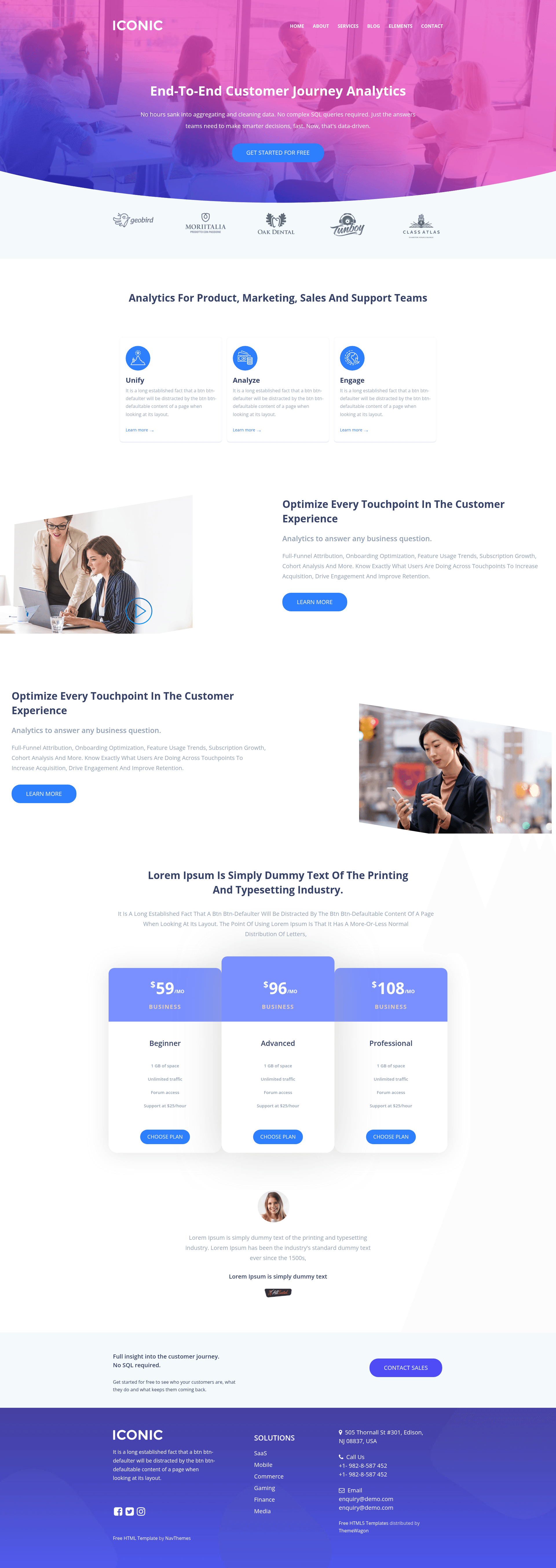 screenshot of Iconic – Simple and Lightweight Free HTML5 Corporate Template on template0.com