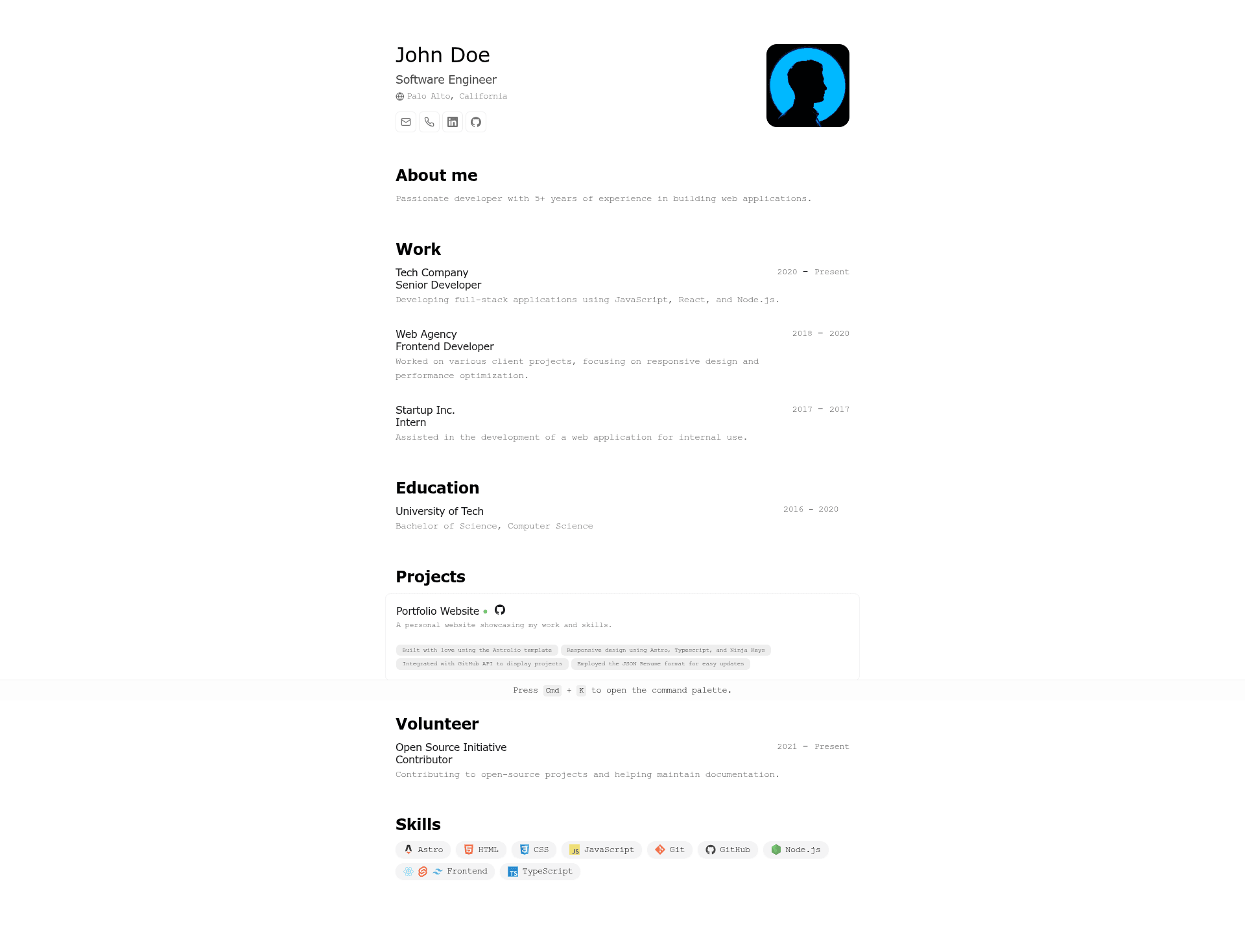 screenshot of Astrolio on template0.com