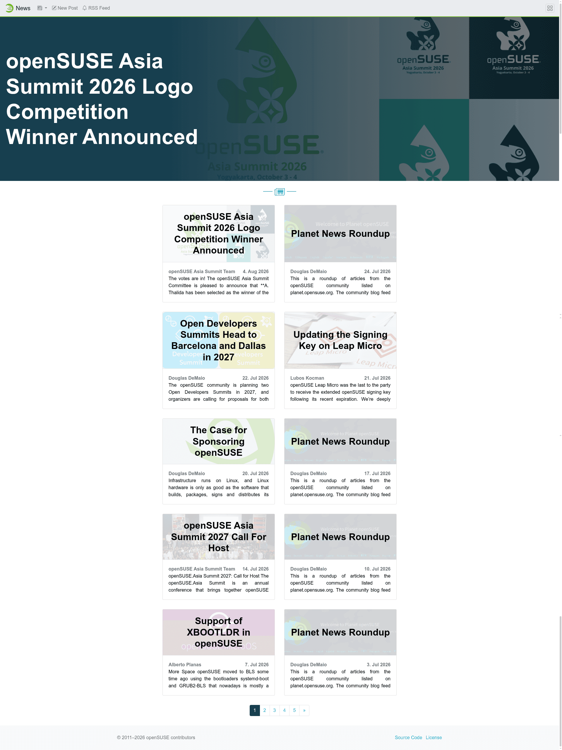 screenshot of openSUSE News on template0.com