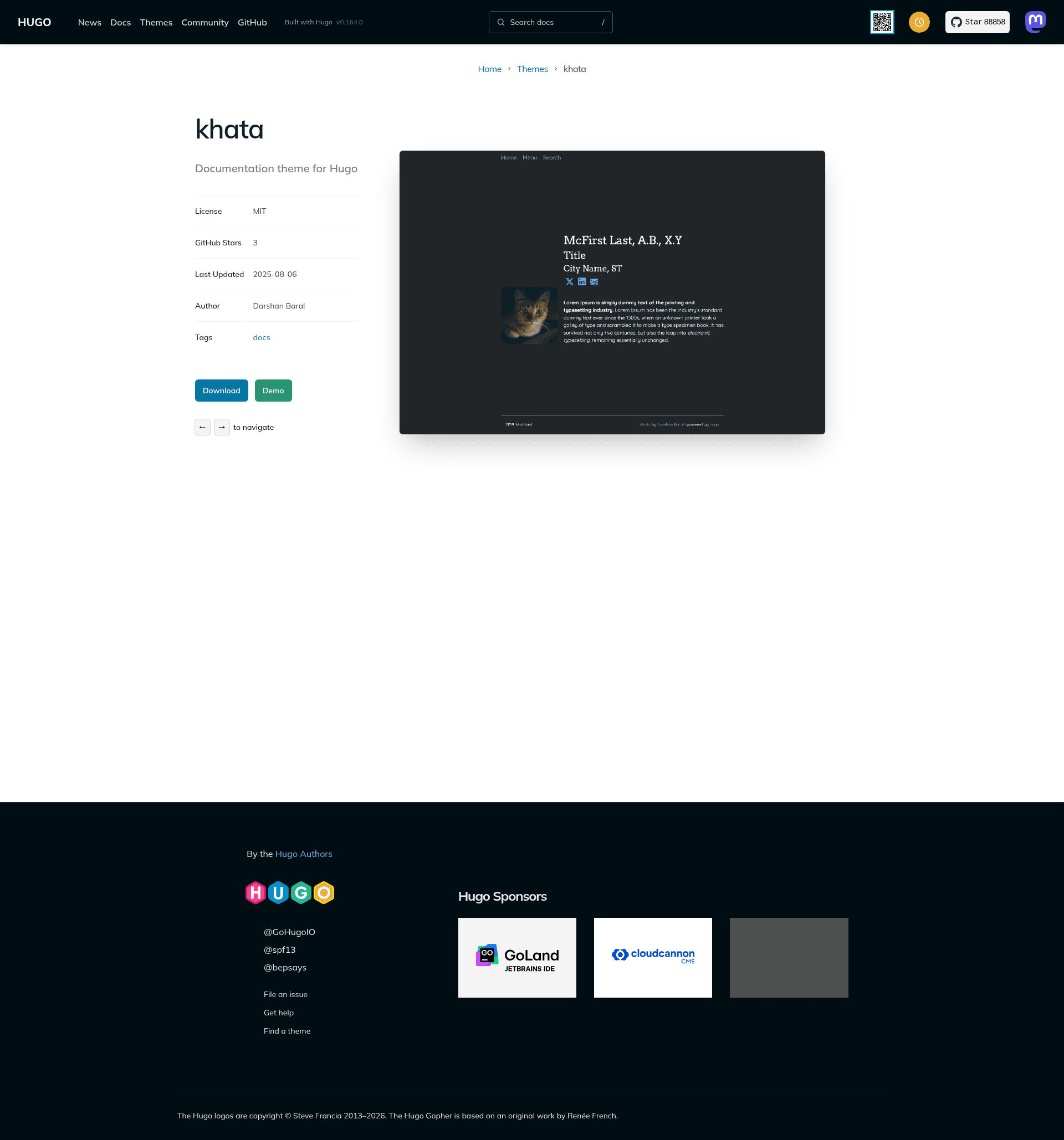 screenshot of Khata on template0.com