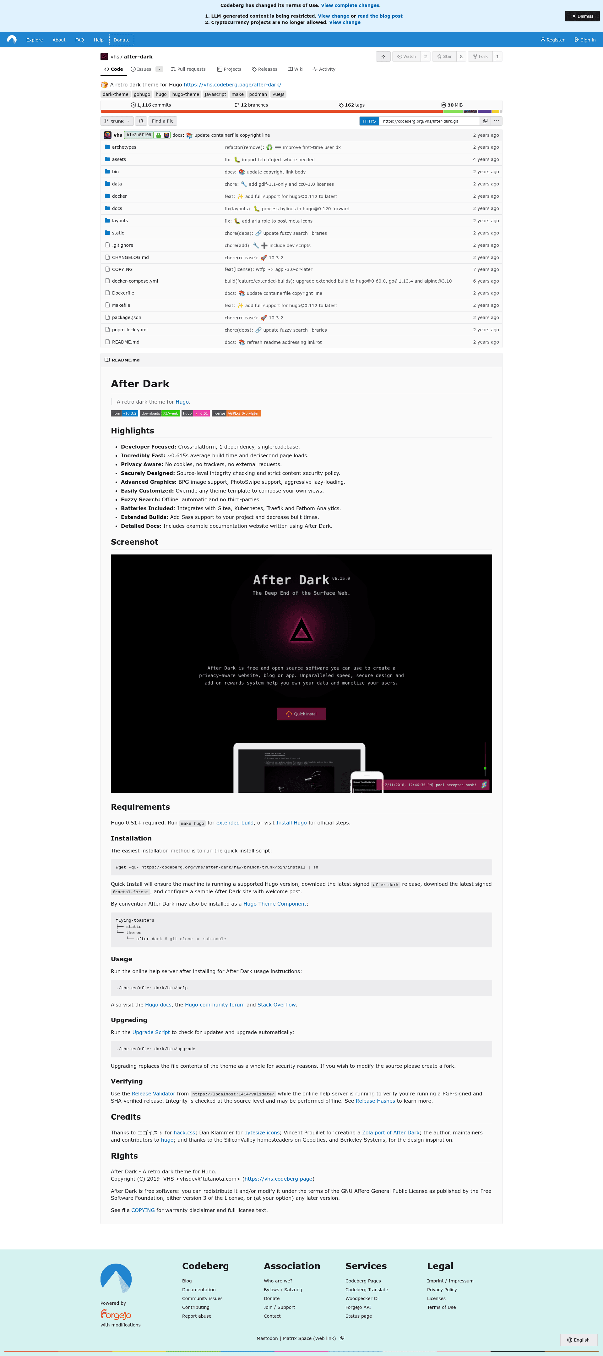screenshot of After Dark on template0.com