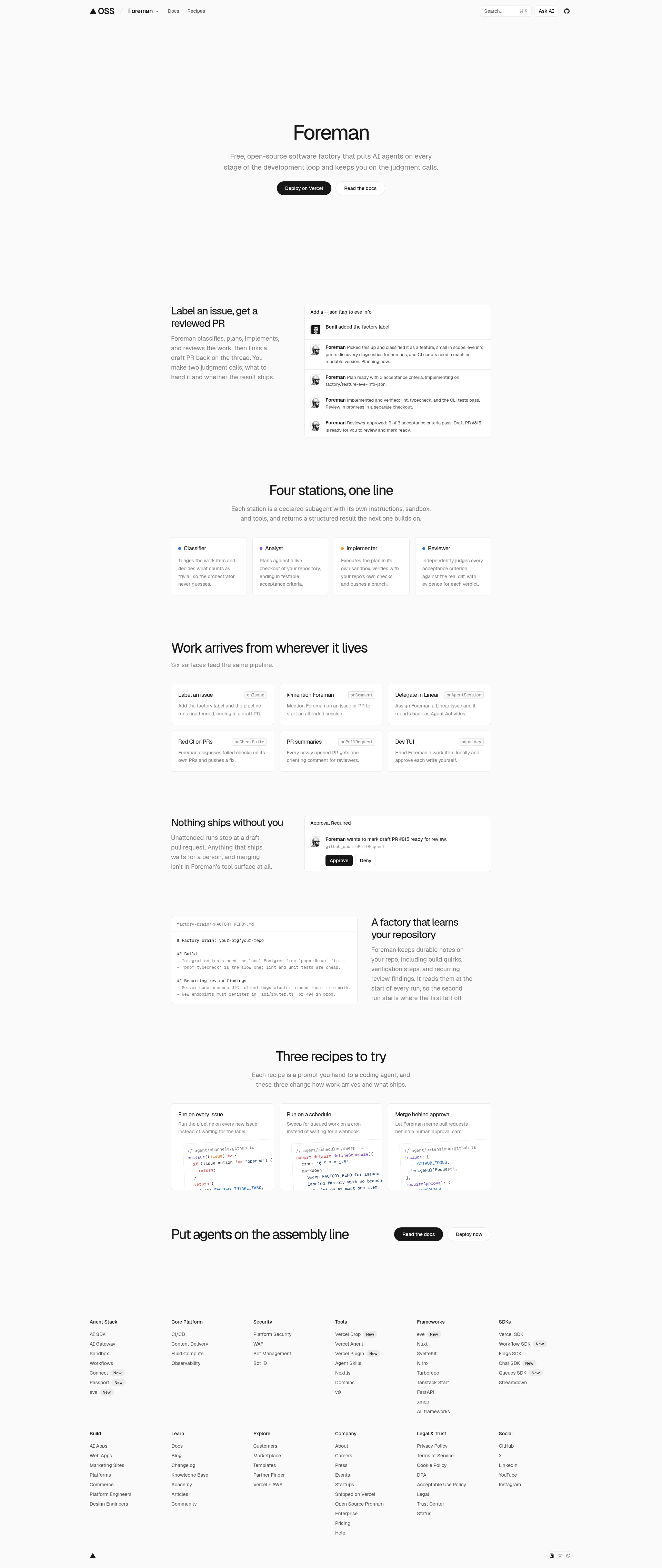 screenshot of eve Software Factory on template0.com