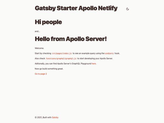 Image for Gatsby Starter Apollo Netlify on template0.com
