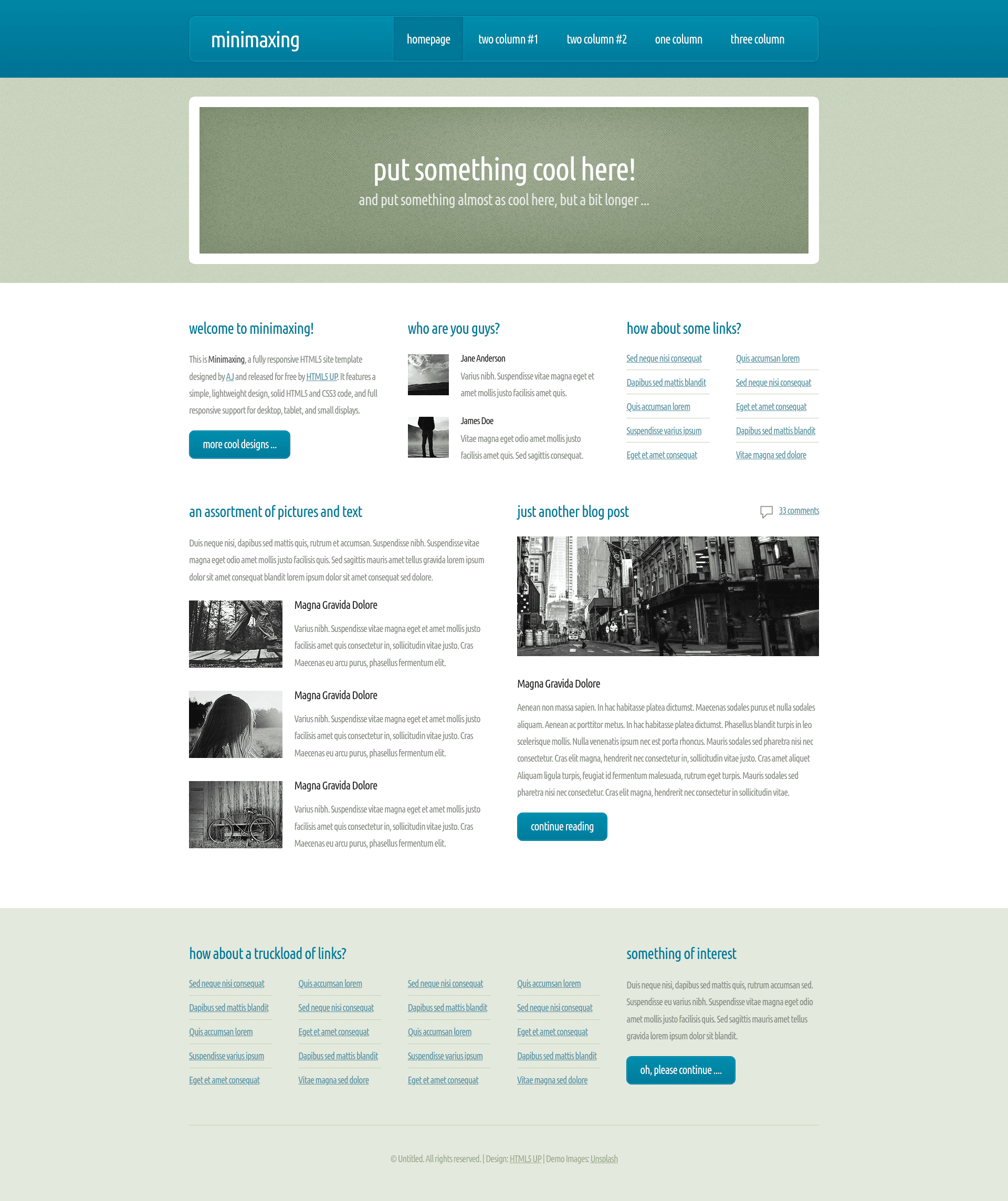 screenshot of Minimaxing on template0.com