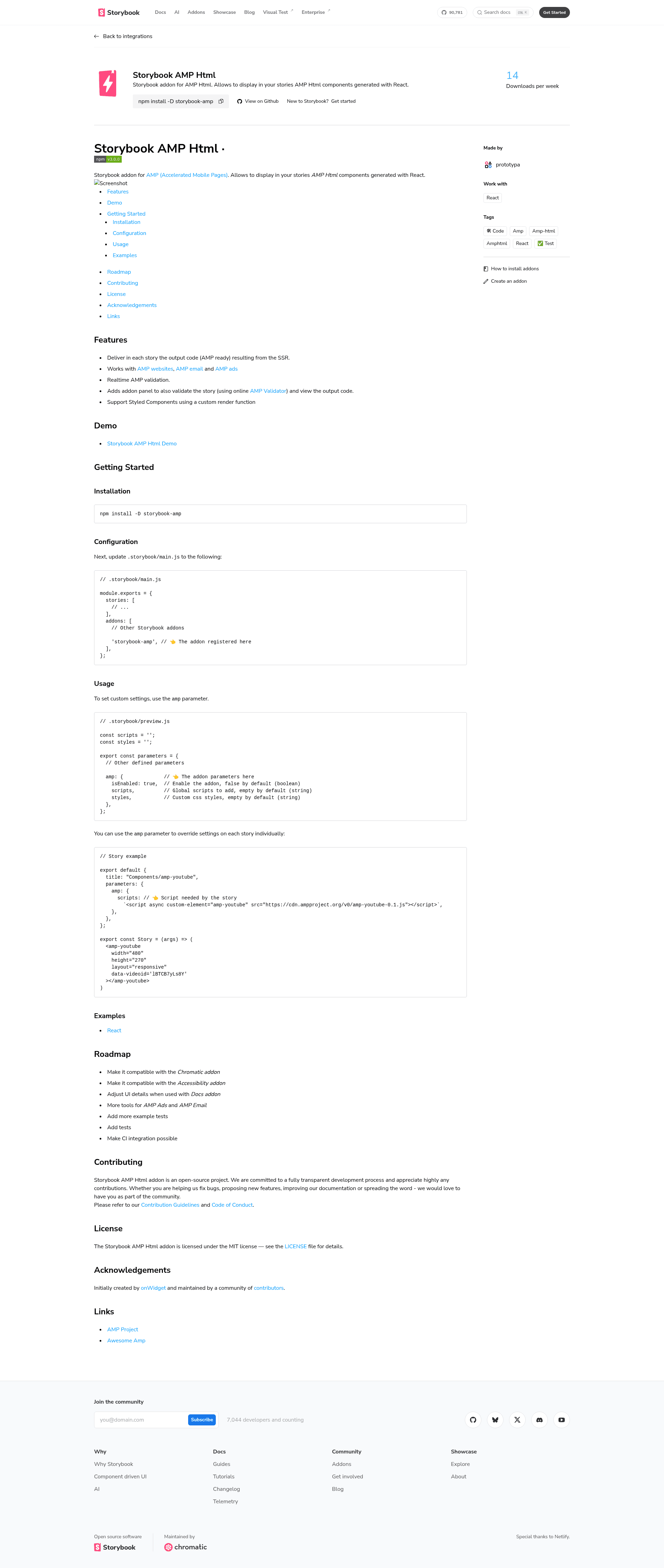screenshot of storybook-amp on template0.com