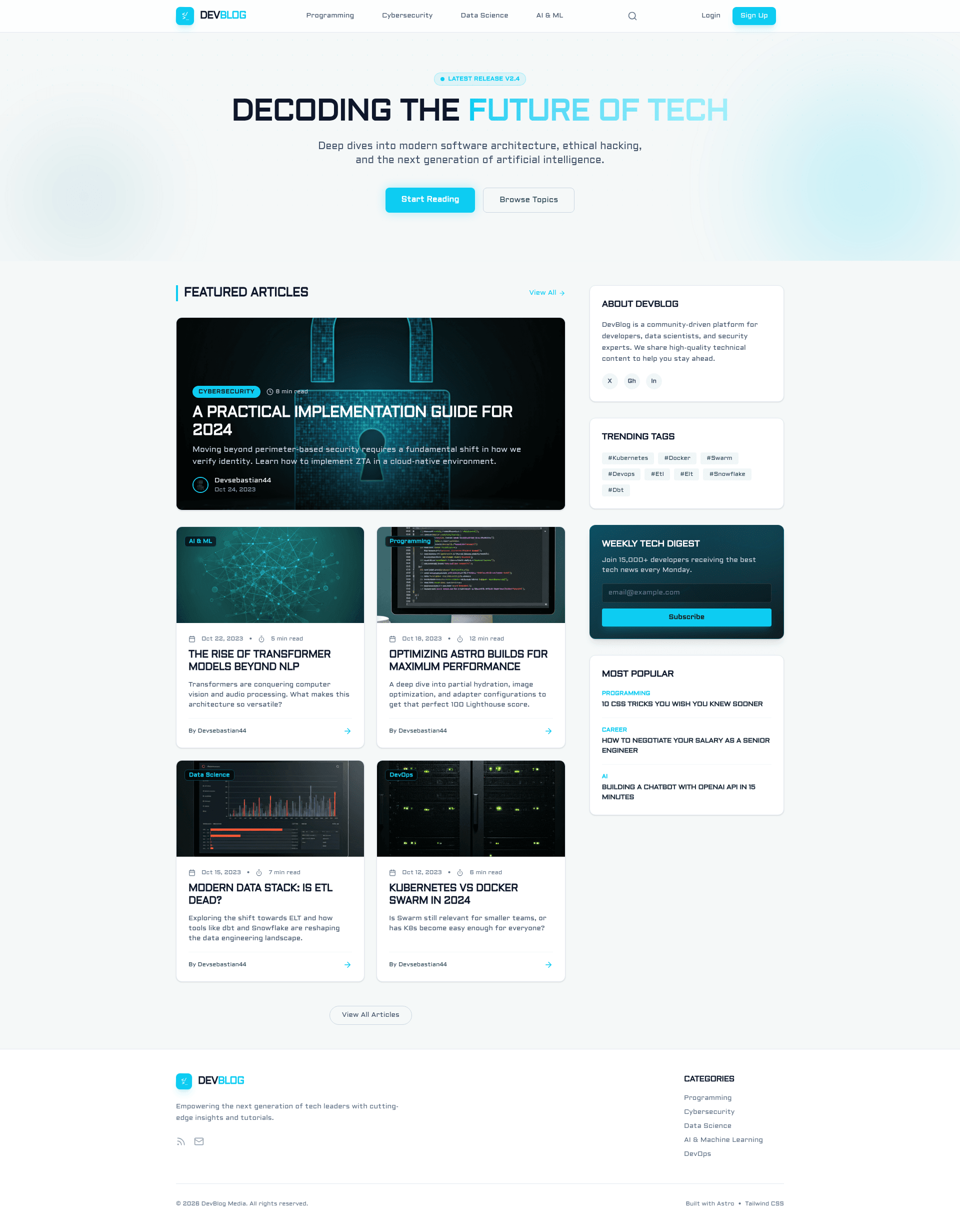 screenshot of DevBlog on template0.com