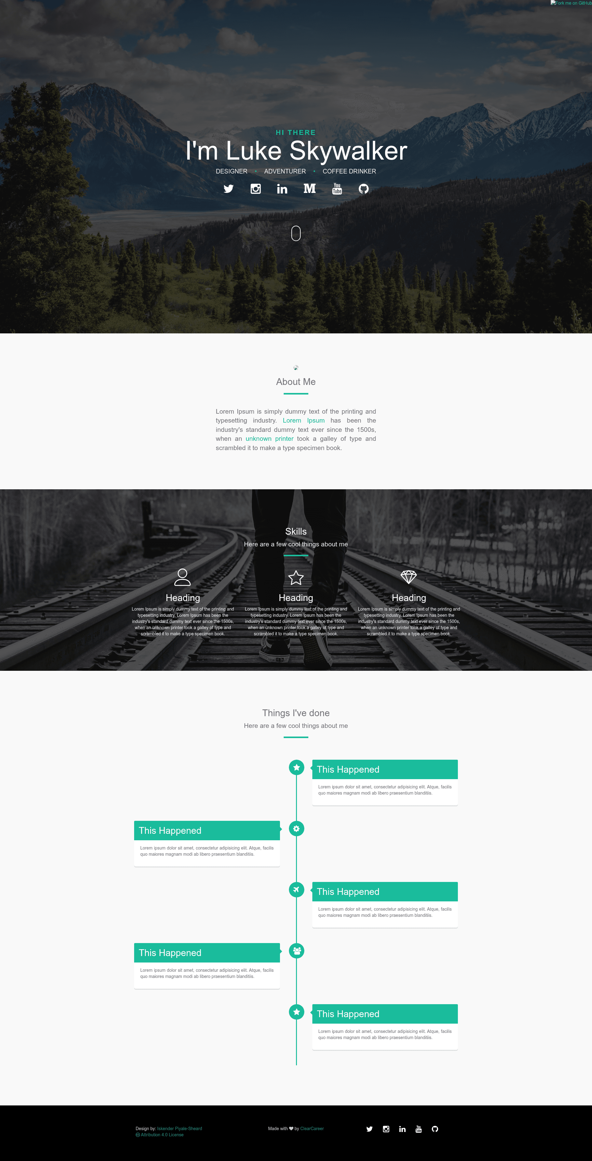 screenshot of Resume Template on template0.com