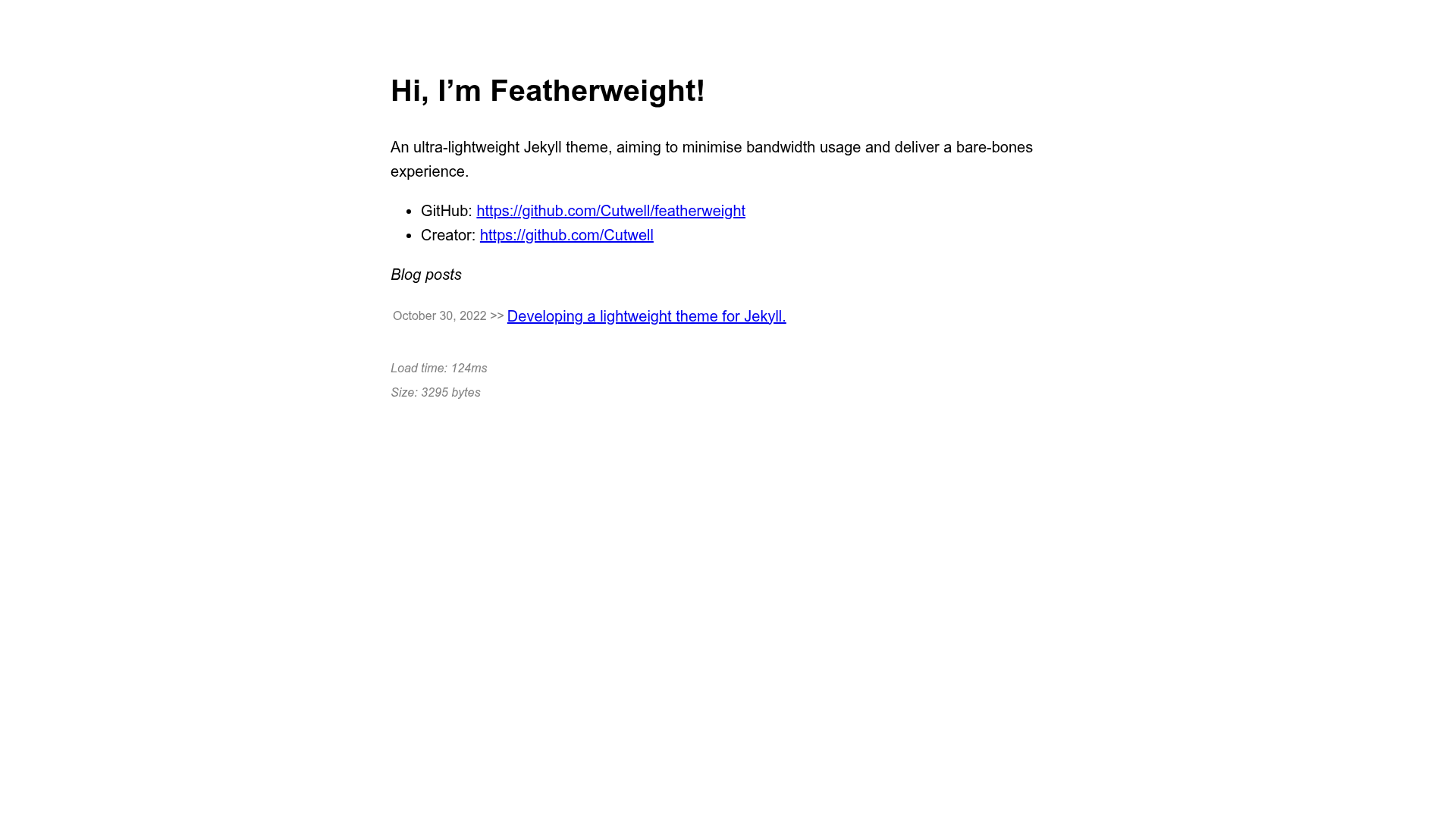 screenshot of Featherweight on template0.com