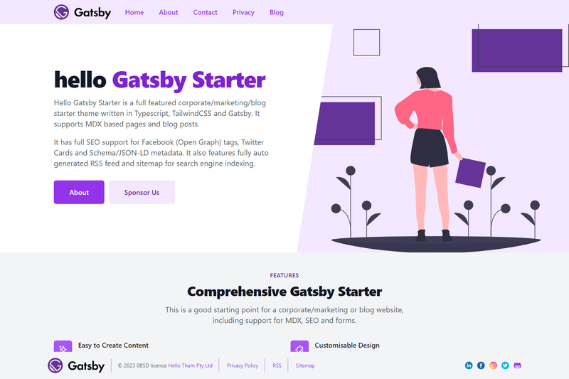 Image for Hello Gatsby Starter on template0.com Image for Hello Gatsby Starter on template0.com