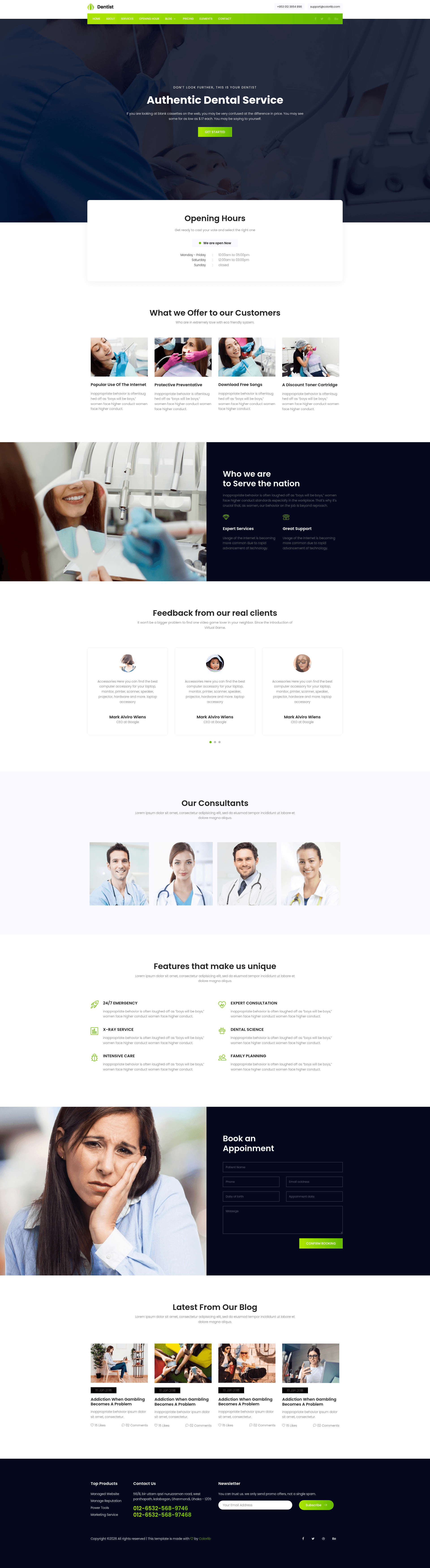 screenshot of Dentist – Free Bootstrap Medical Template on template0.com