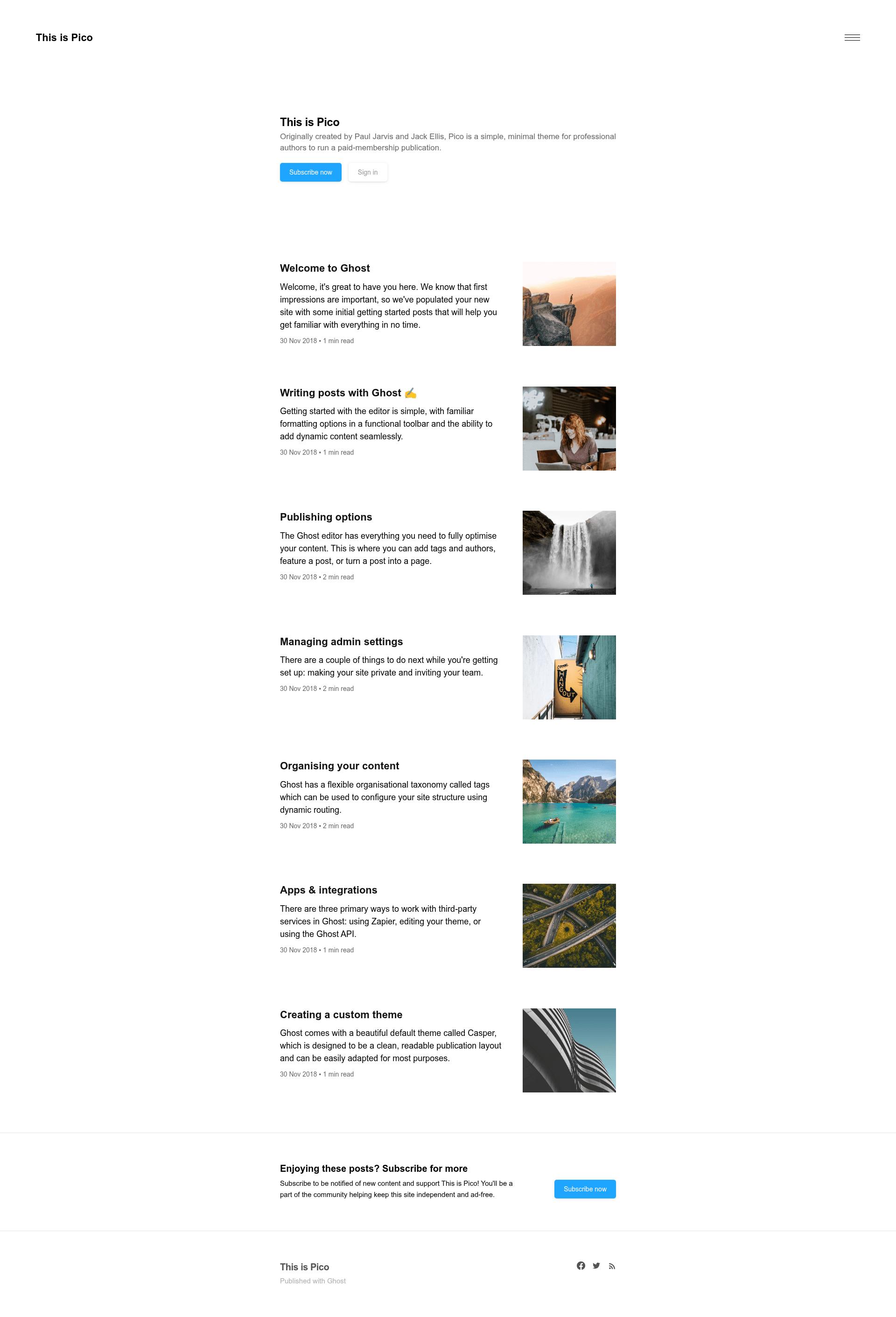 screenshot of Pico on template0.com