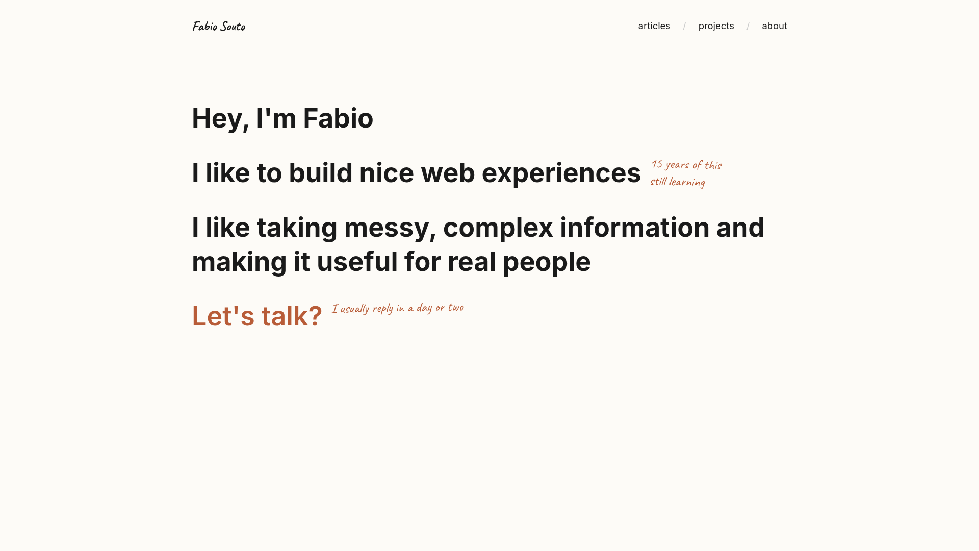 screenshot of Fabiosouto.me on template0.com