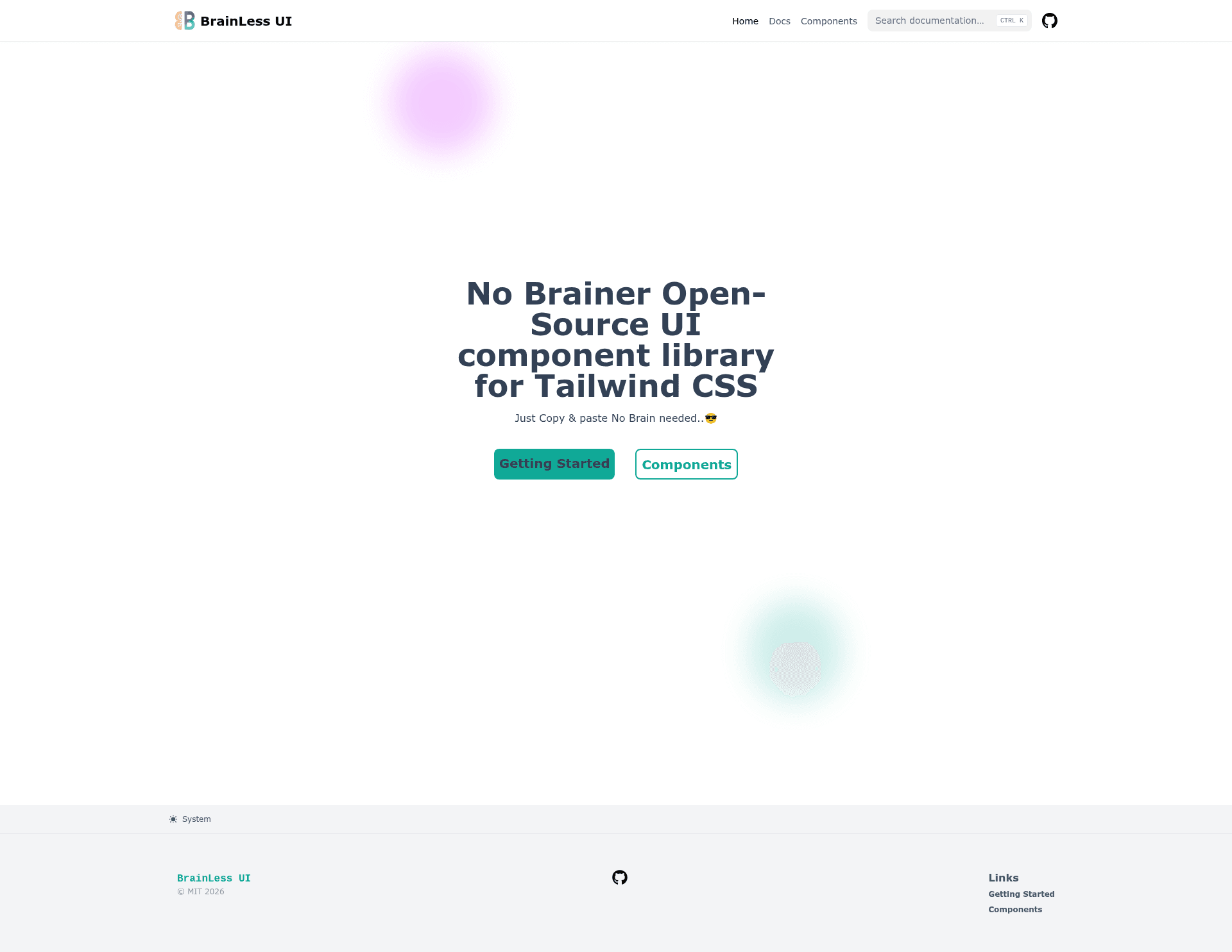 screenshot of BrainLess UI on template0.com