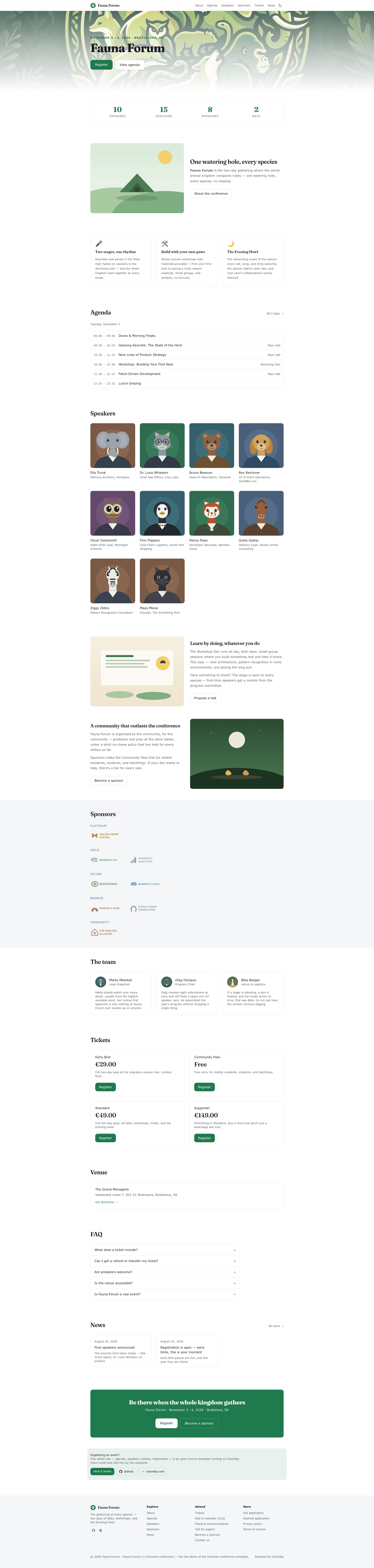 screenshot of Cloomba Conference Template on template0.com