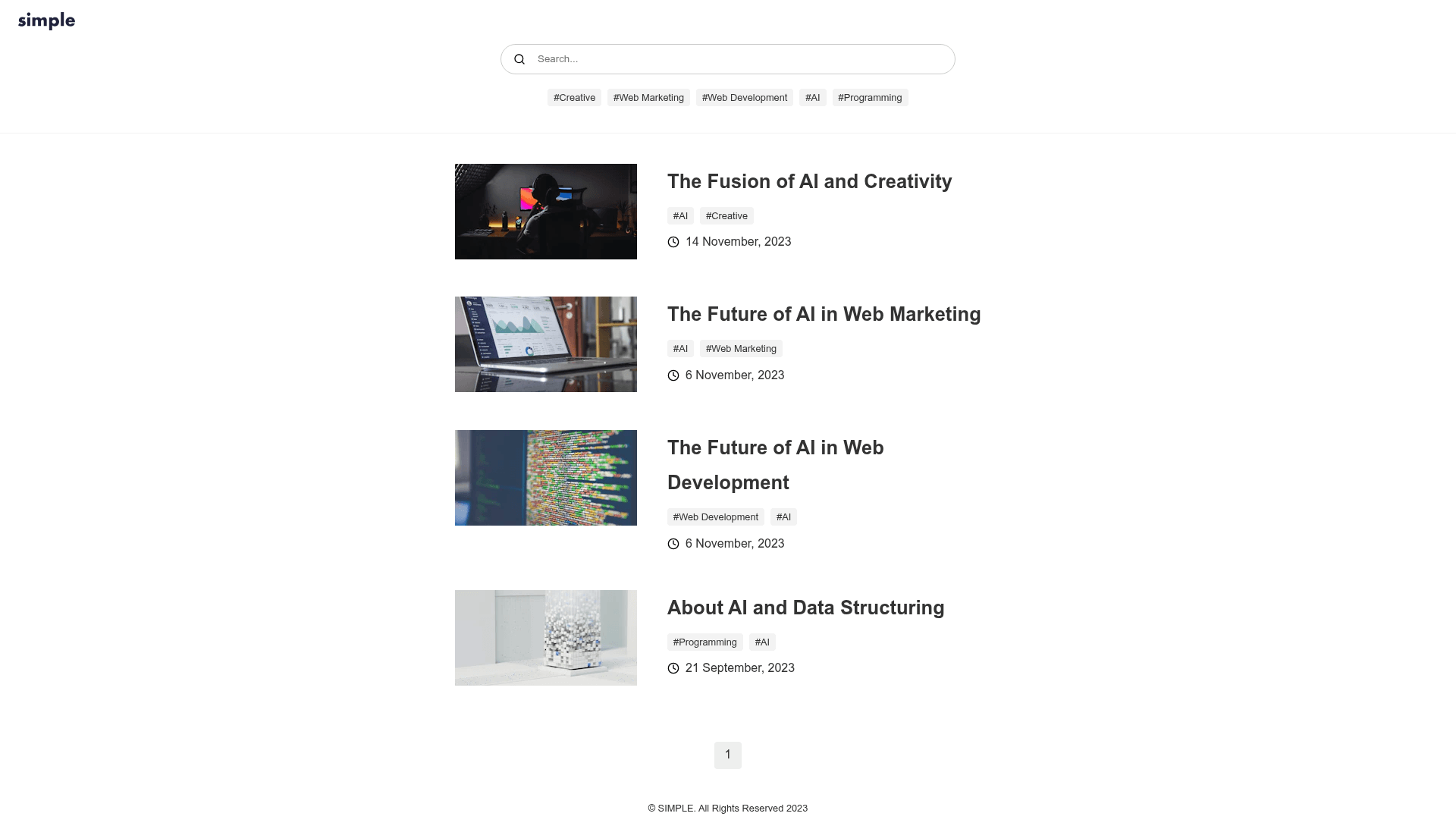 screenshot of Simple Blog with microCMS on template0.com
