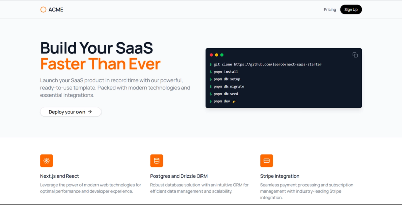 Image for Leerob Saas Starter(boilerplate next template) on template0.com