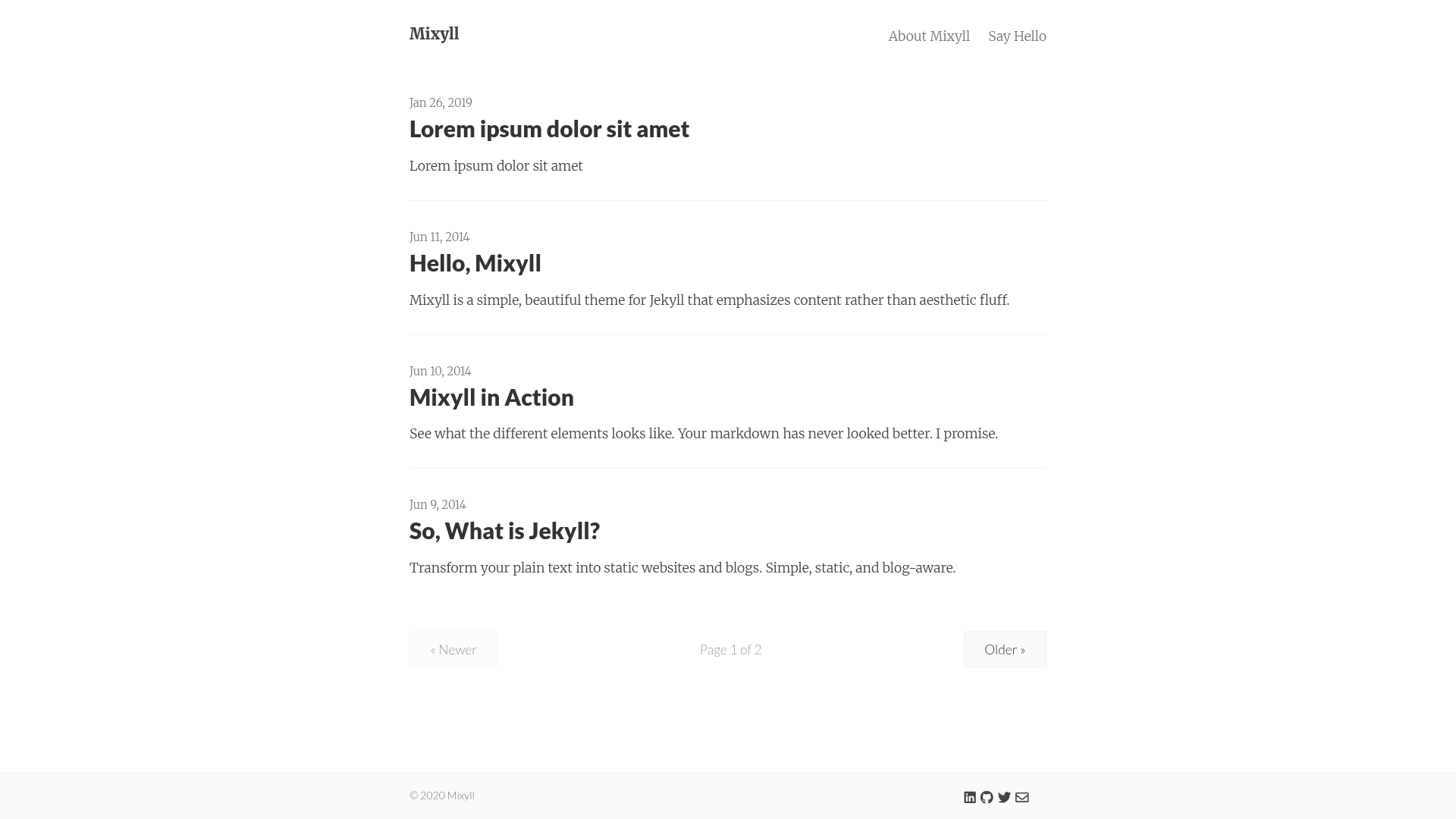 screenshot of Mixyll on template0.com