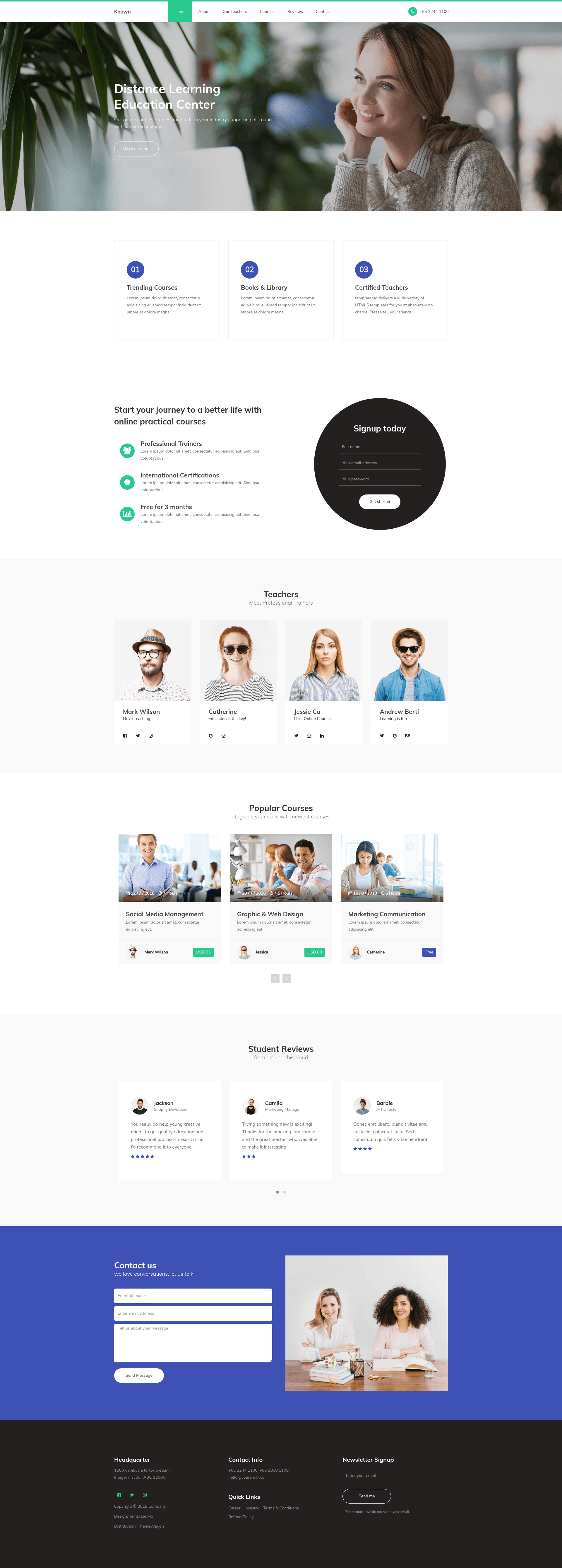 screenshot of Known - Free HTML5 Education Responsive Website Template on template0.com