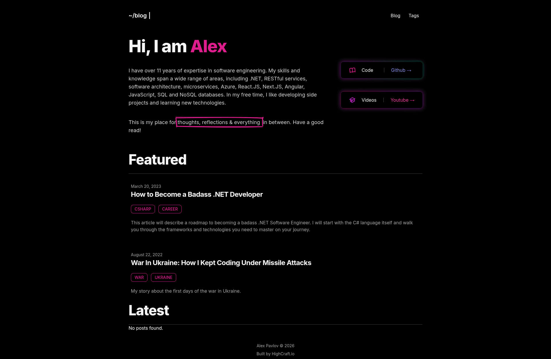screenshot of astroblog on template0.com
