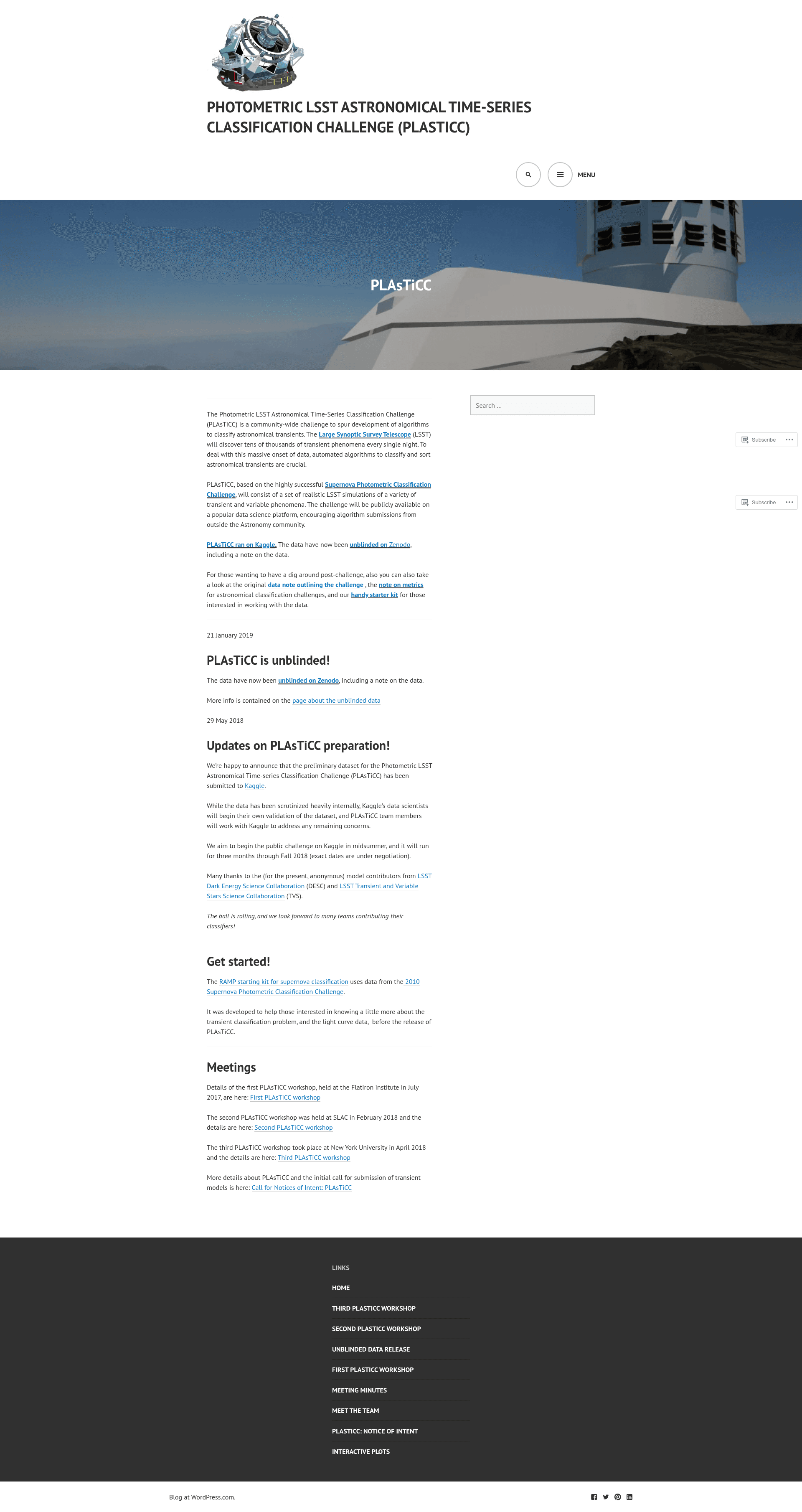 screenshot of PLAsTiCC Astro Starter Kit on template0.com