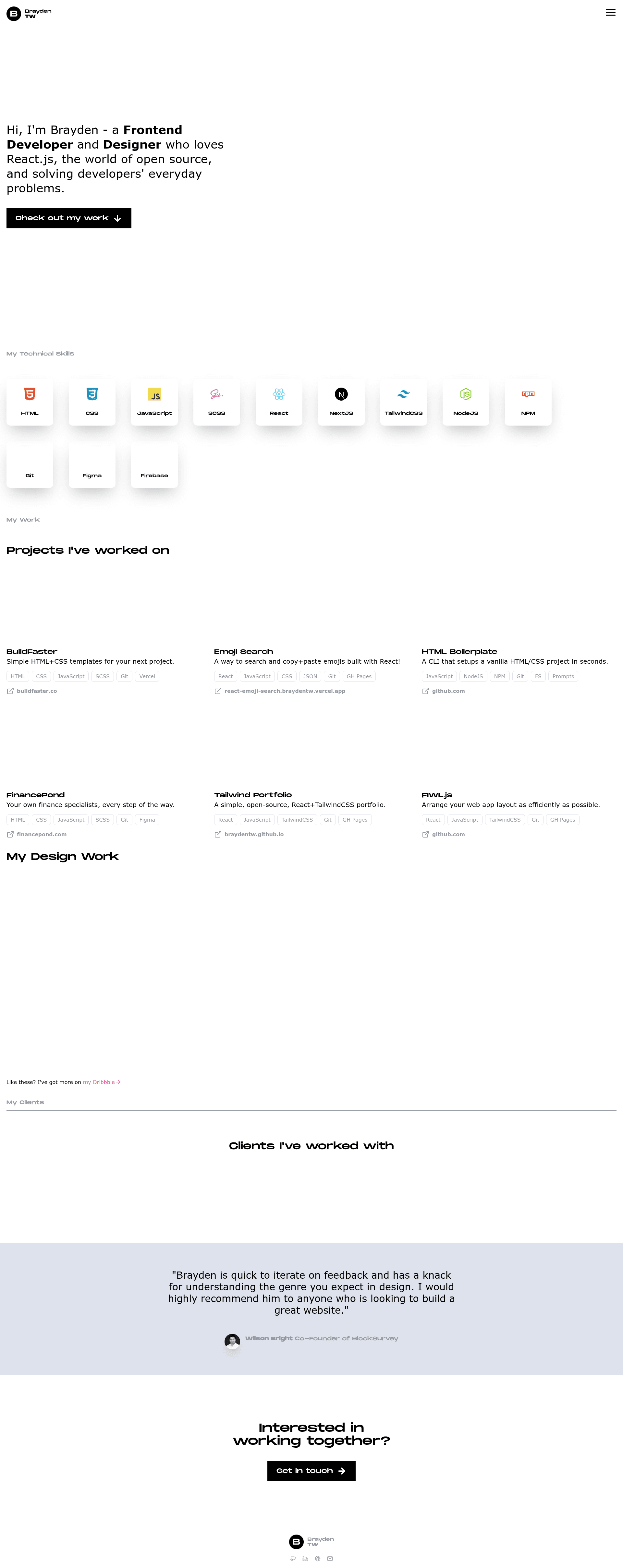 screenshot of braydentw.com on template0.com