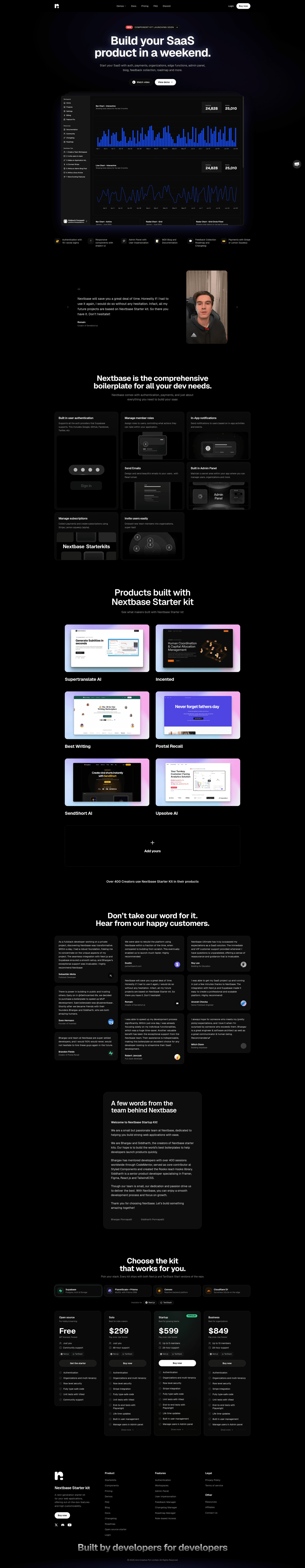 screenshot of NextBase Starter on template0.com