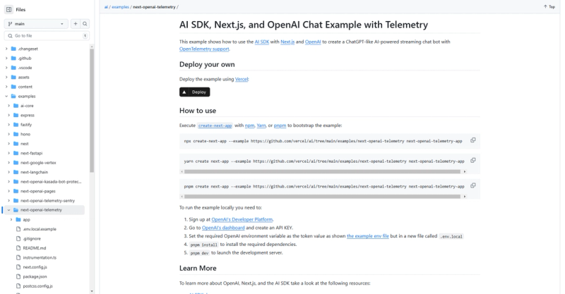 Image for Chat Example with Telemetry(AI nextjs template) on template0.com