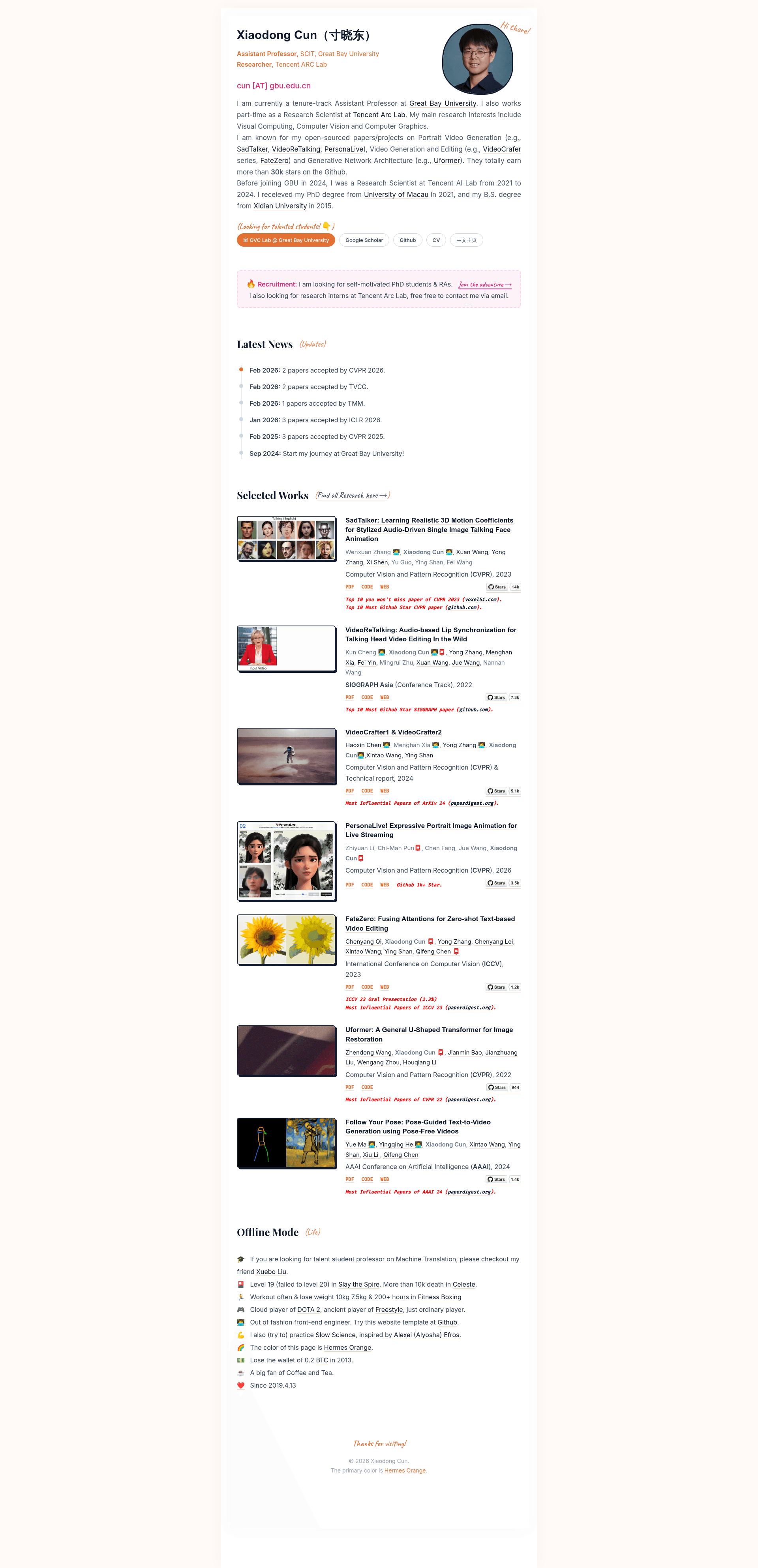screenshot of Academic Homepage Template on template0.com
