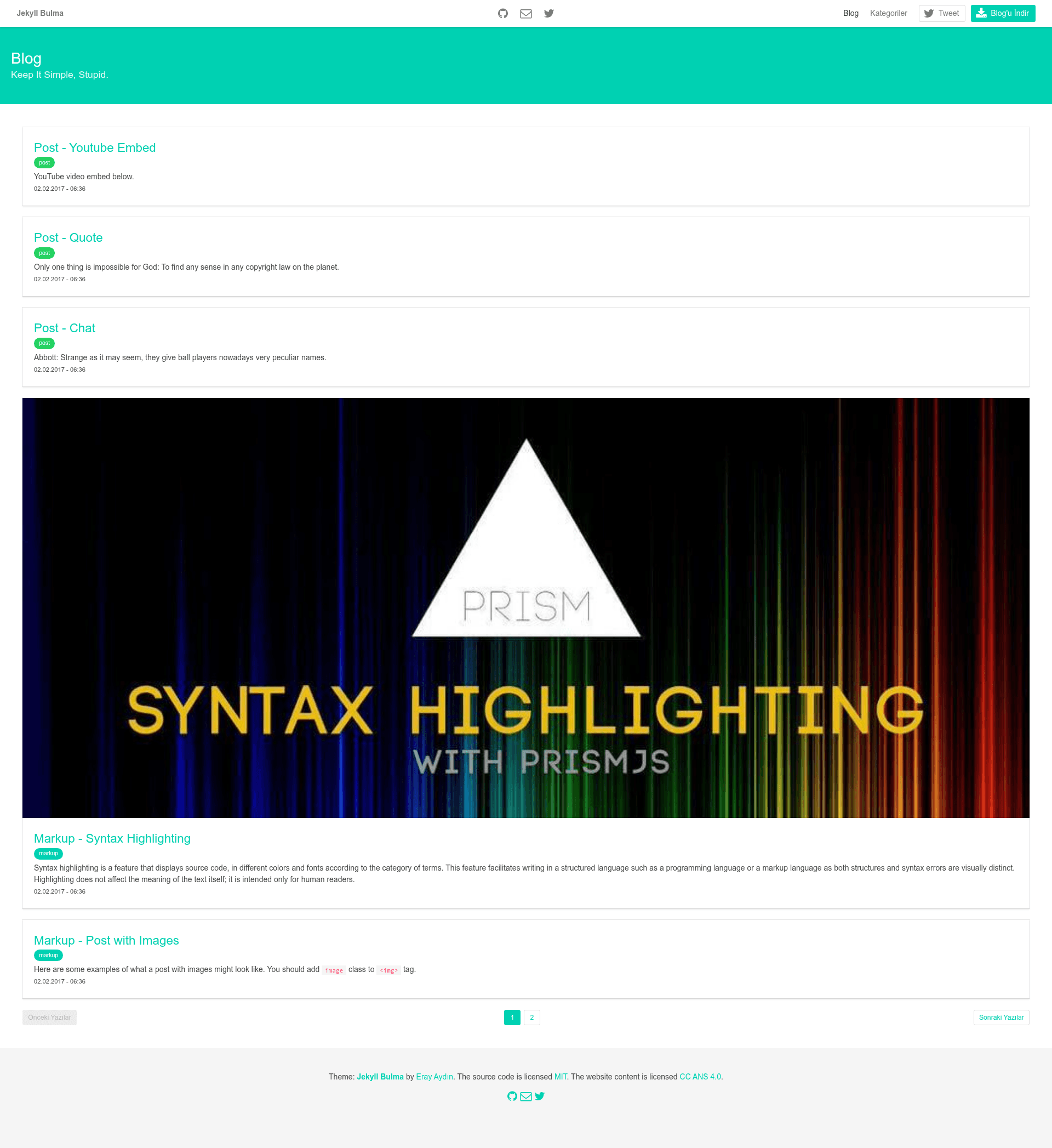 screenshot of Bulma Jekyll Theme on template0.com