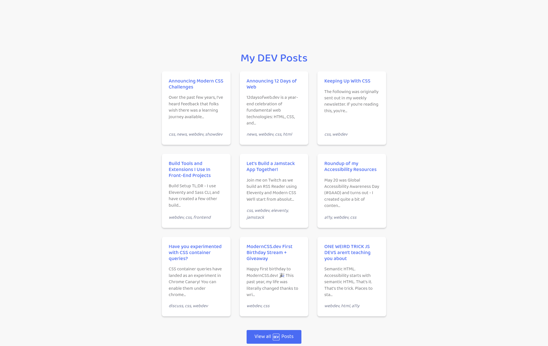 screenshot of DEV API + Netlify Functions Starter Site on template0.com