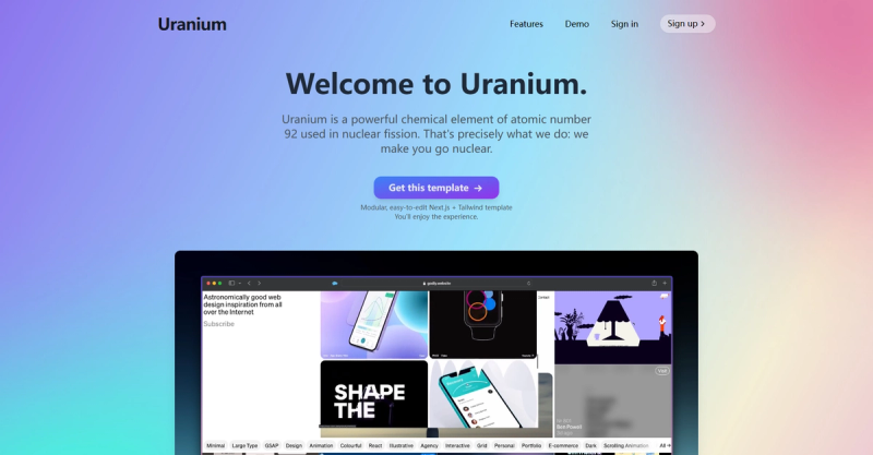 Image for Uranium(landing page nextjs template) on template0.com