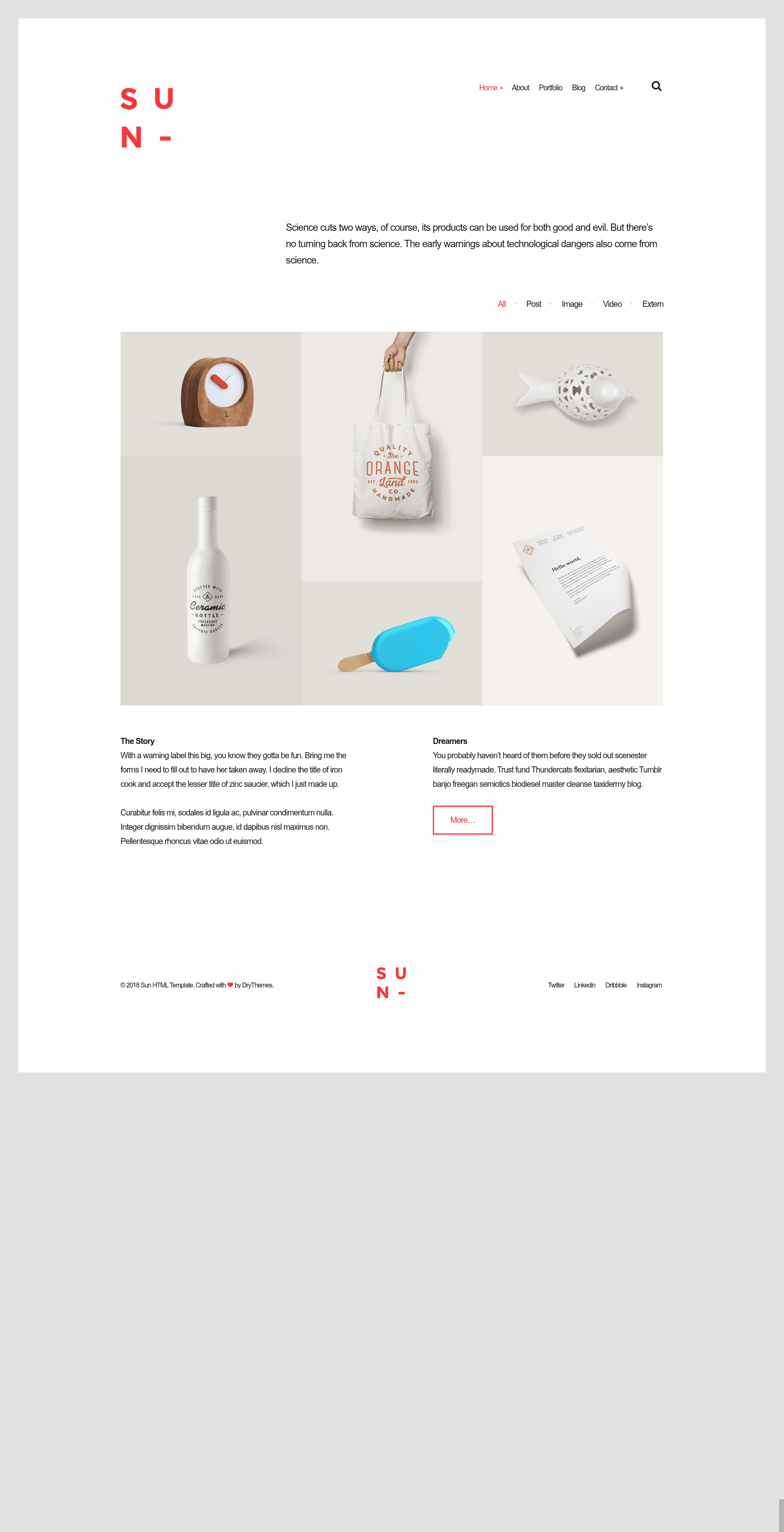 screenshot of Sun – Free Bootstrap 4 HTML5 Portfolio Template on template0.com